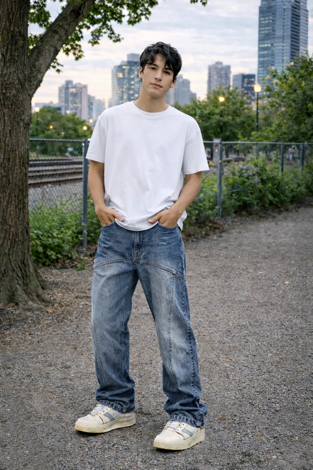 90's Front Seam Loose Fit Straight Leg Denim - Image 11