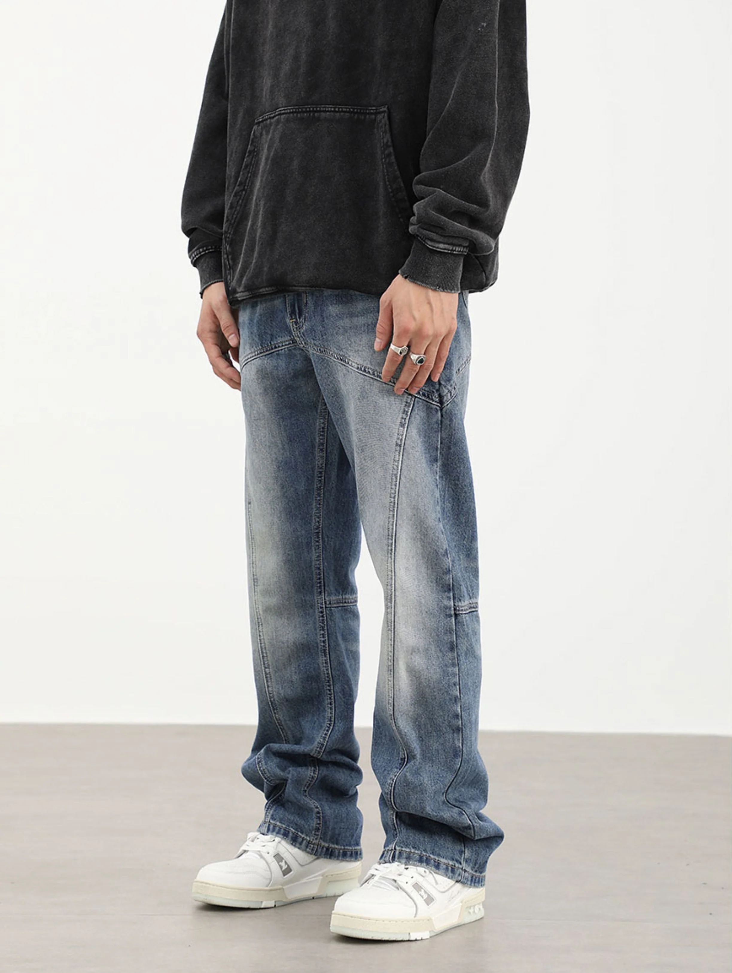 90's Front Seam Loose Fit Straight Leg Denim - Image 3