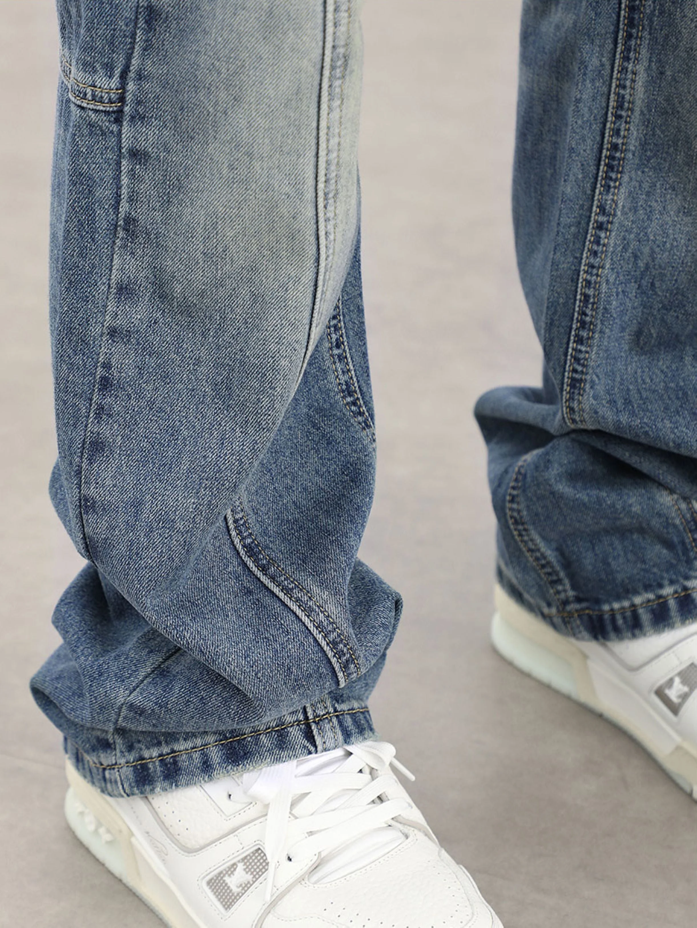90's Front Seam Loose Fit Straight Leg Denim - Image 5