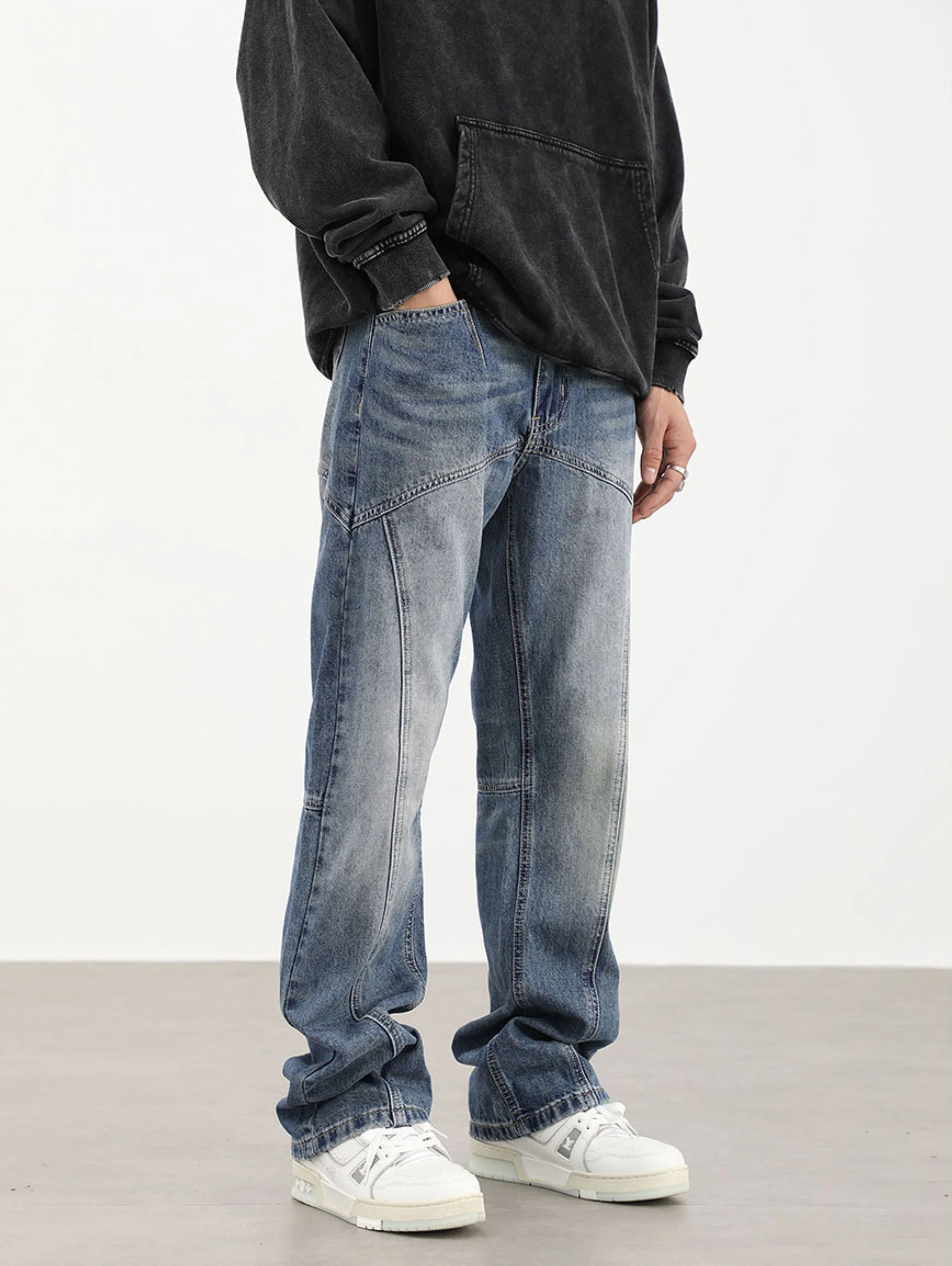90's Front Seam Loose Fit Straight Leg Denim - Image 7