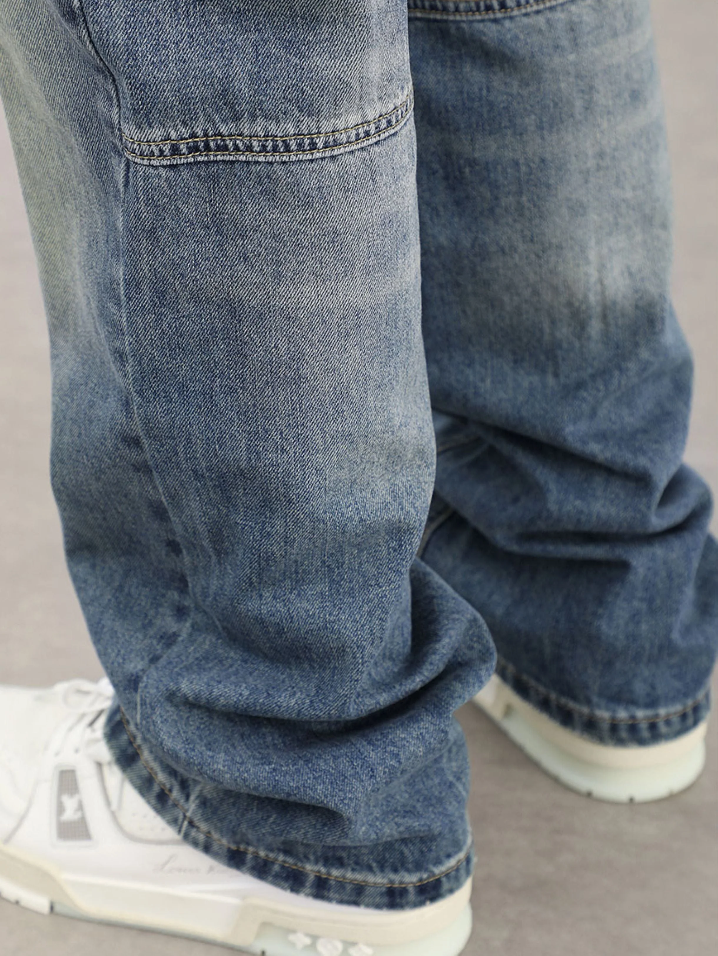 90's Front Seam Loose Fit Straight Leg Denim - Image 8