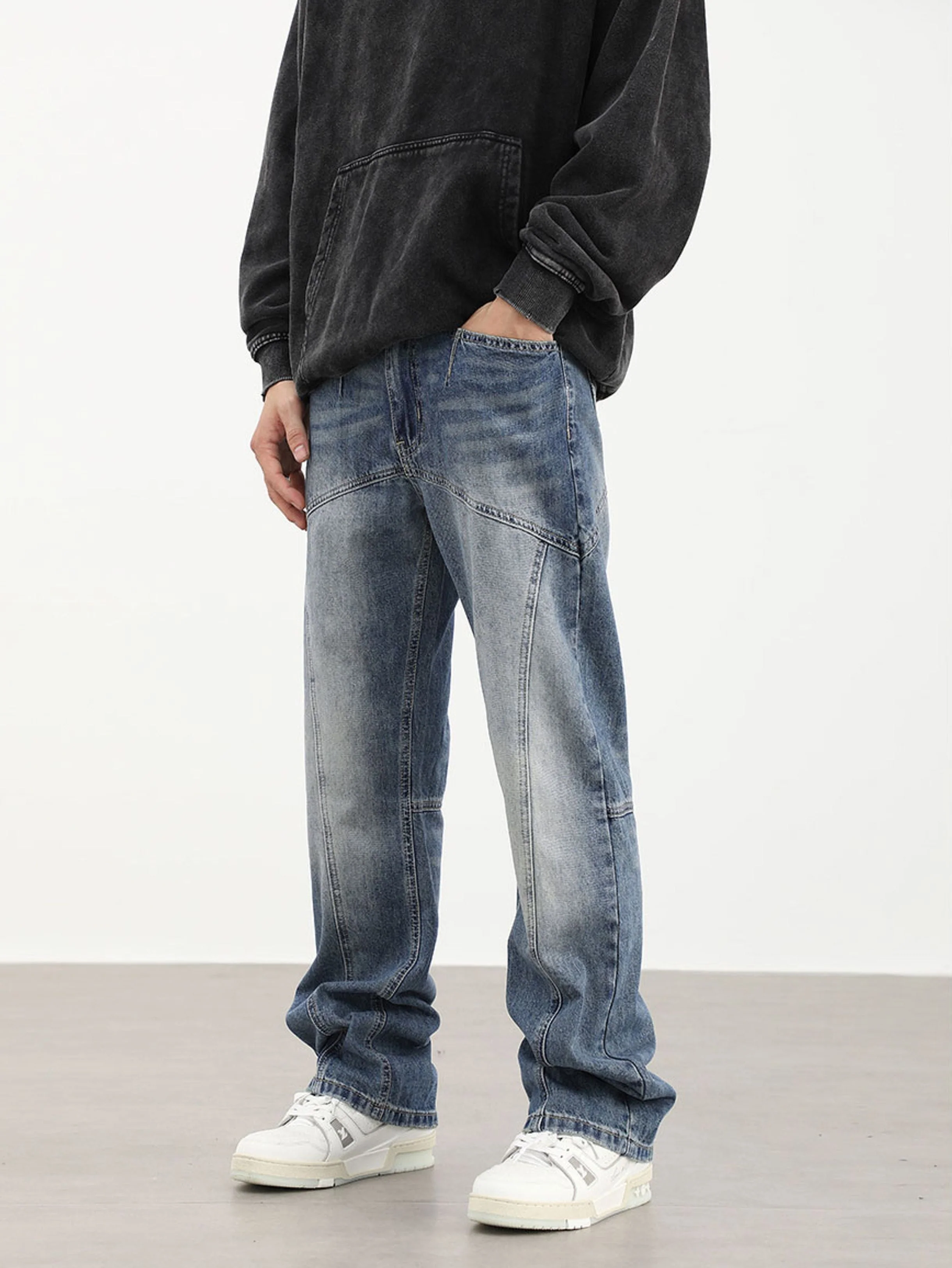 90's Front Seam Loose Fit Straight Leg Denim - Image 9