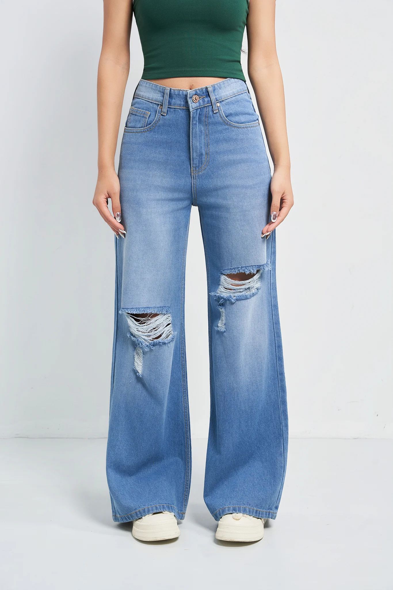 Aesthetic High Waisted Wide Fit Baggy Jeans - Image 3