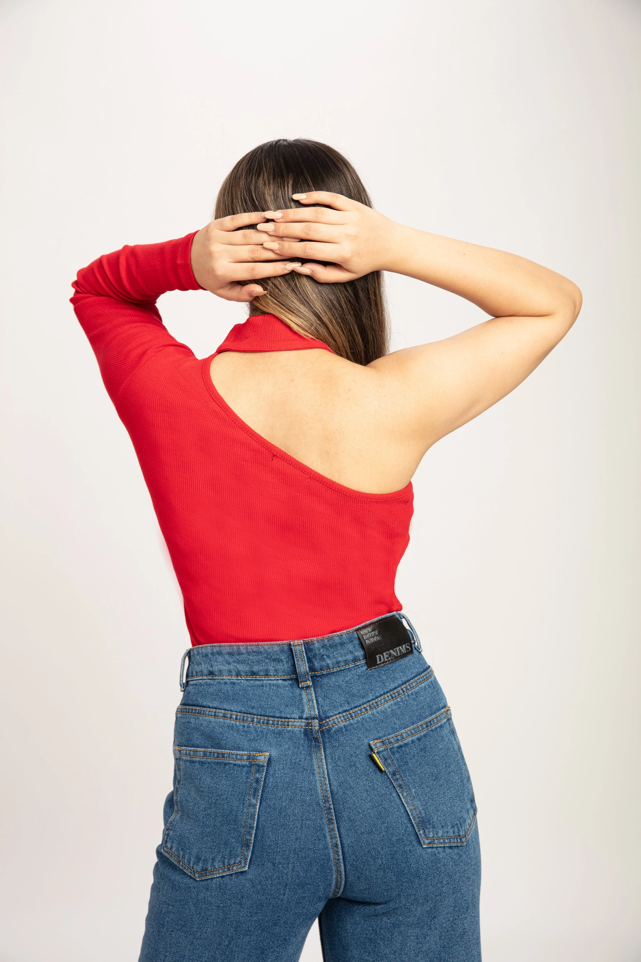 Asymmetrical Neck One Shoulder Top - Image 6