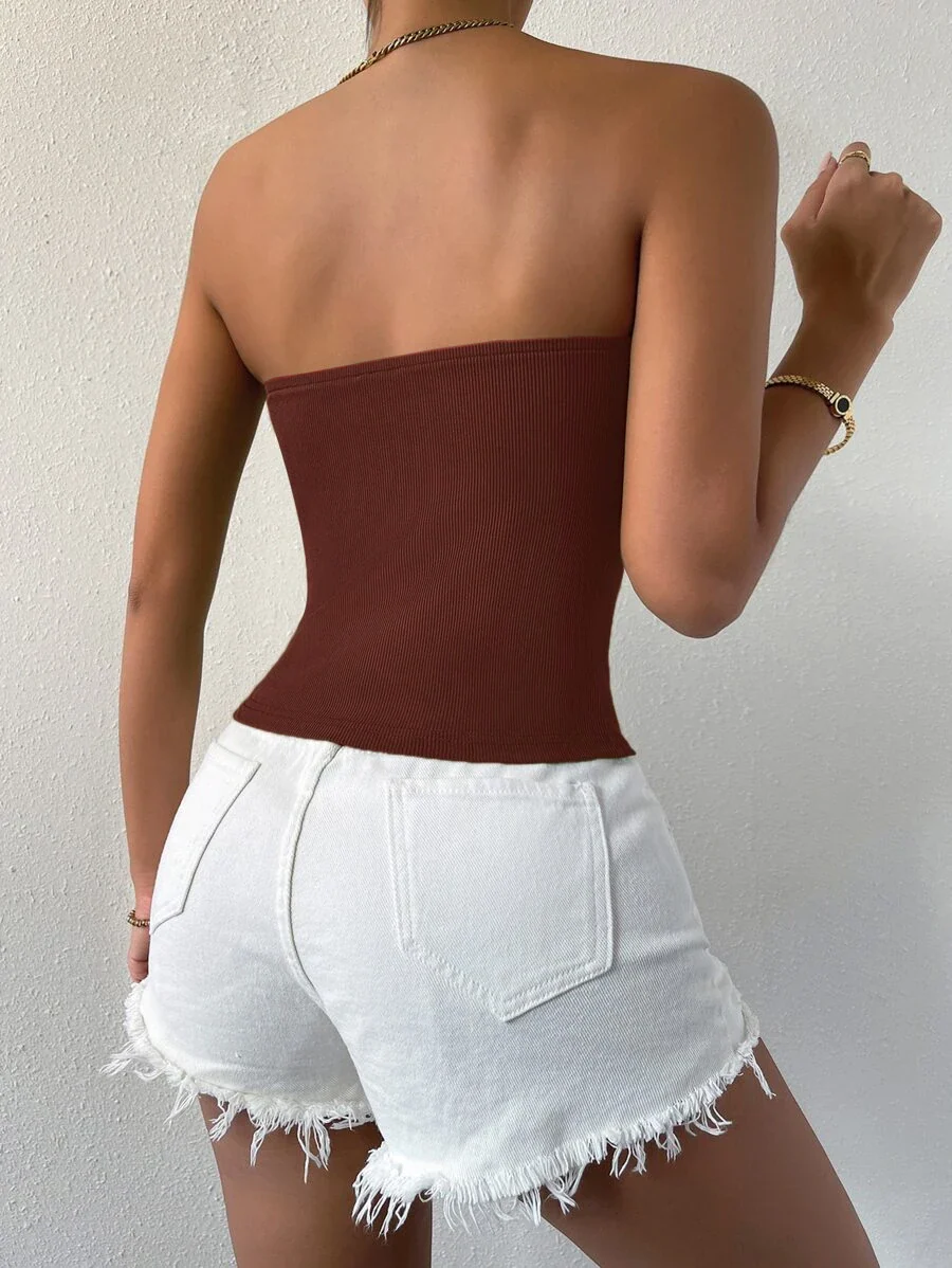 Baesic Rib Knit Tube Top - Image 2