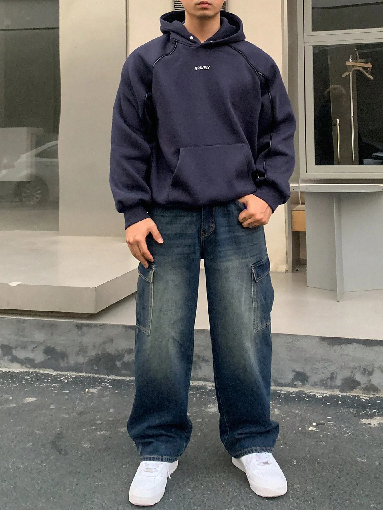 Basic Blue Core Baggy Cargo Jeans - Image 3