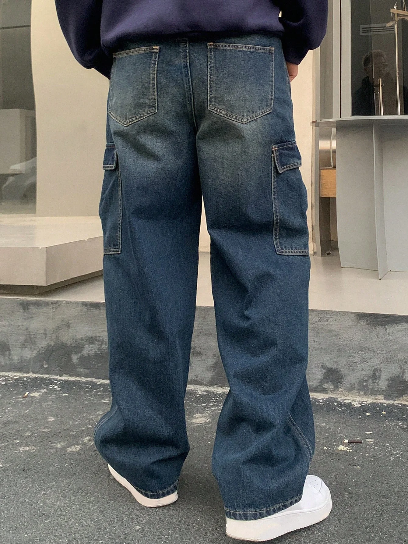 Basic Blue Core Baggy Cargo Jeans - Image 4