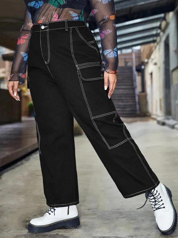 Black Carpenter Cargo Curve Jeans - Image 3