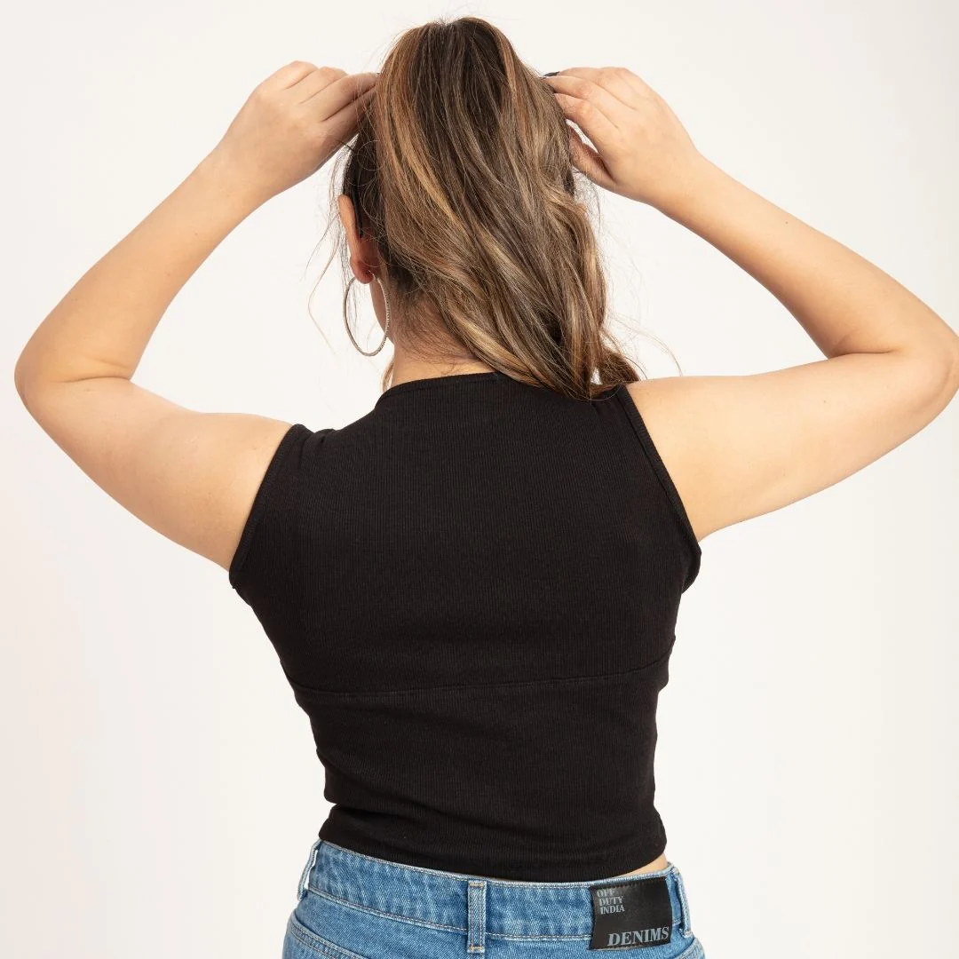 Black Hook Up Corset Tank Top - Image 4