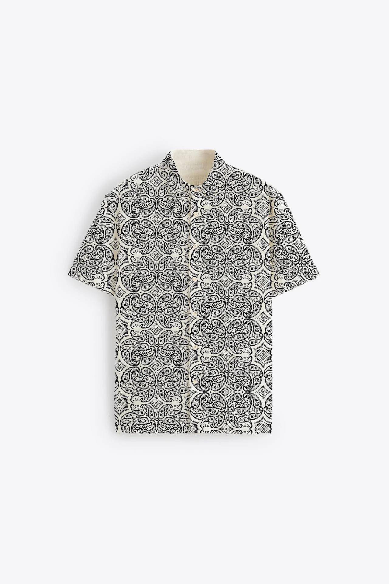 Black paisley print short sleeve shirt - Image 2