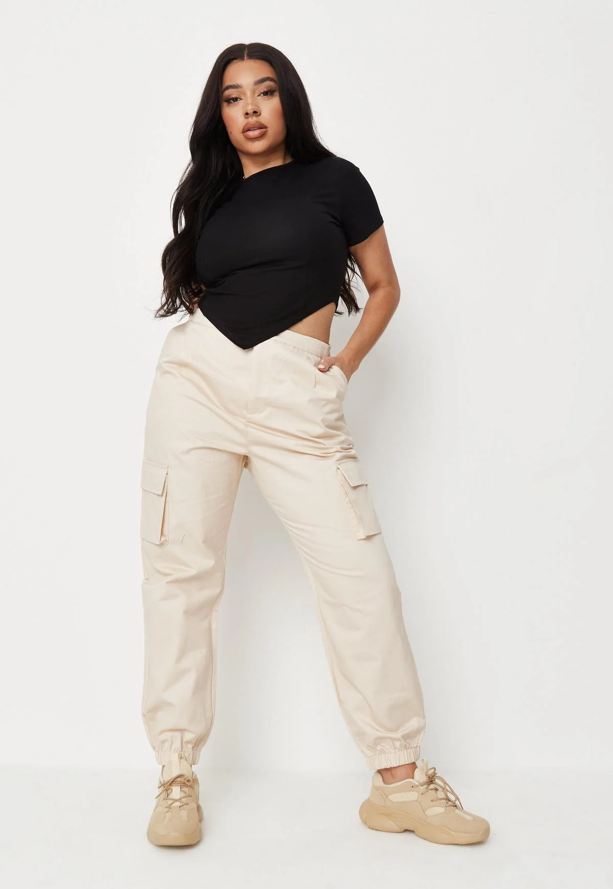 Black Scarf Hem Regular Tee - Image 4