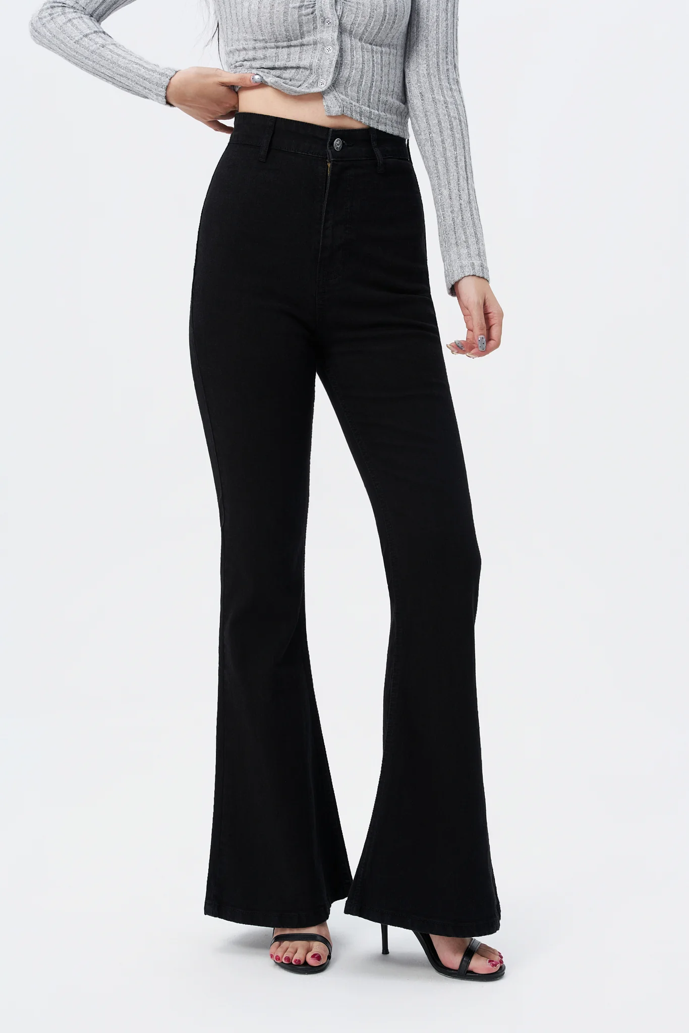 Black Ultra High Rise Flare Jeans - Image 3