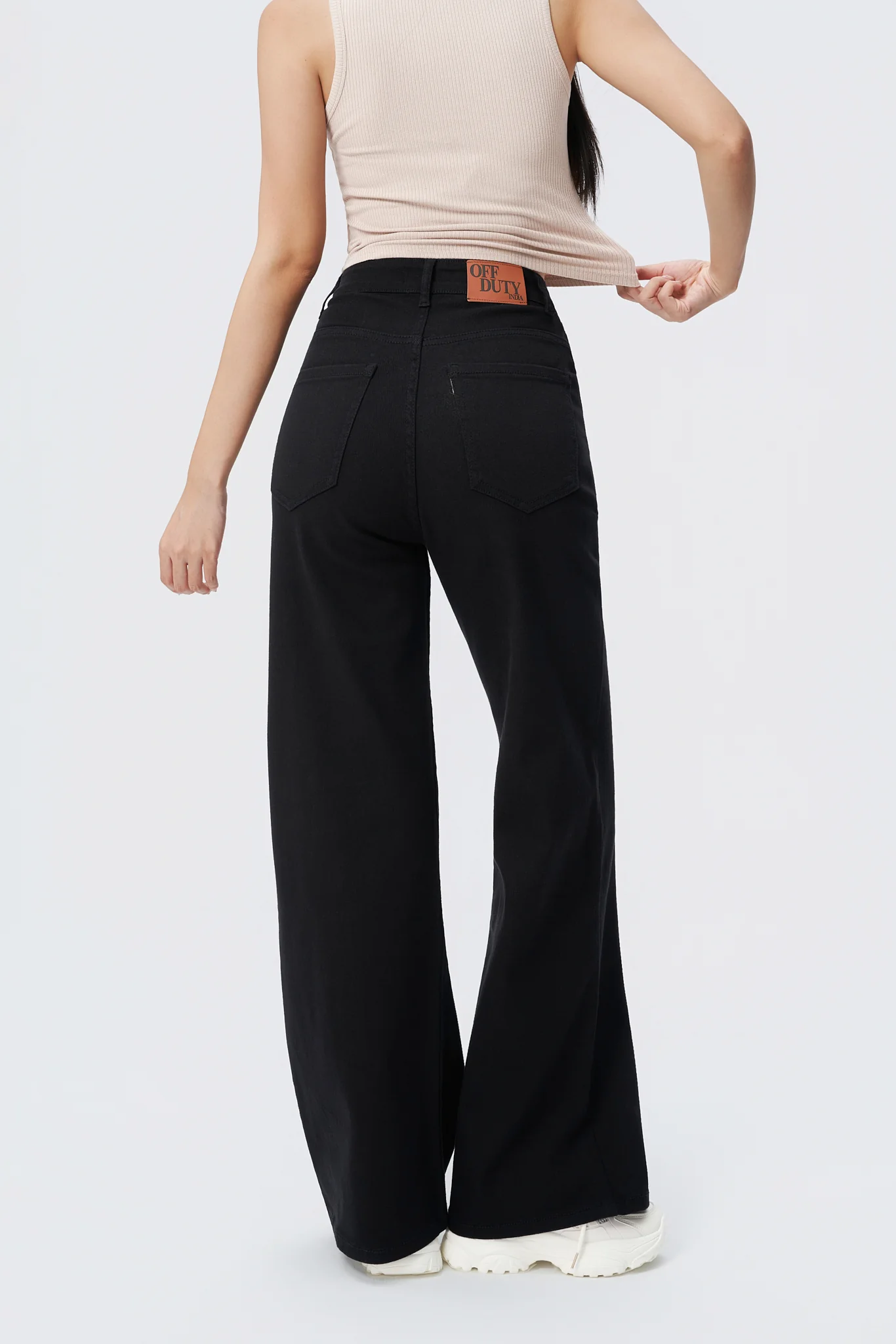 Black Wide Leg High Rise Jeans - Image 2