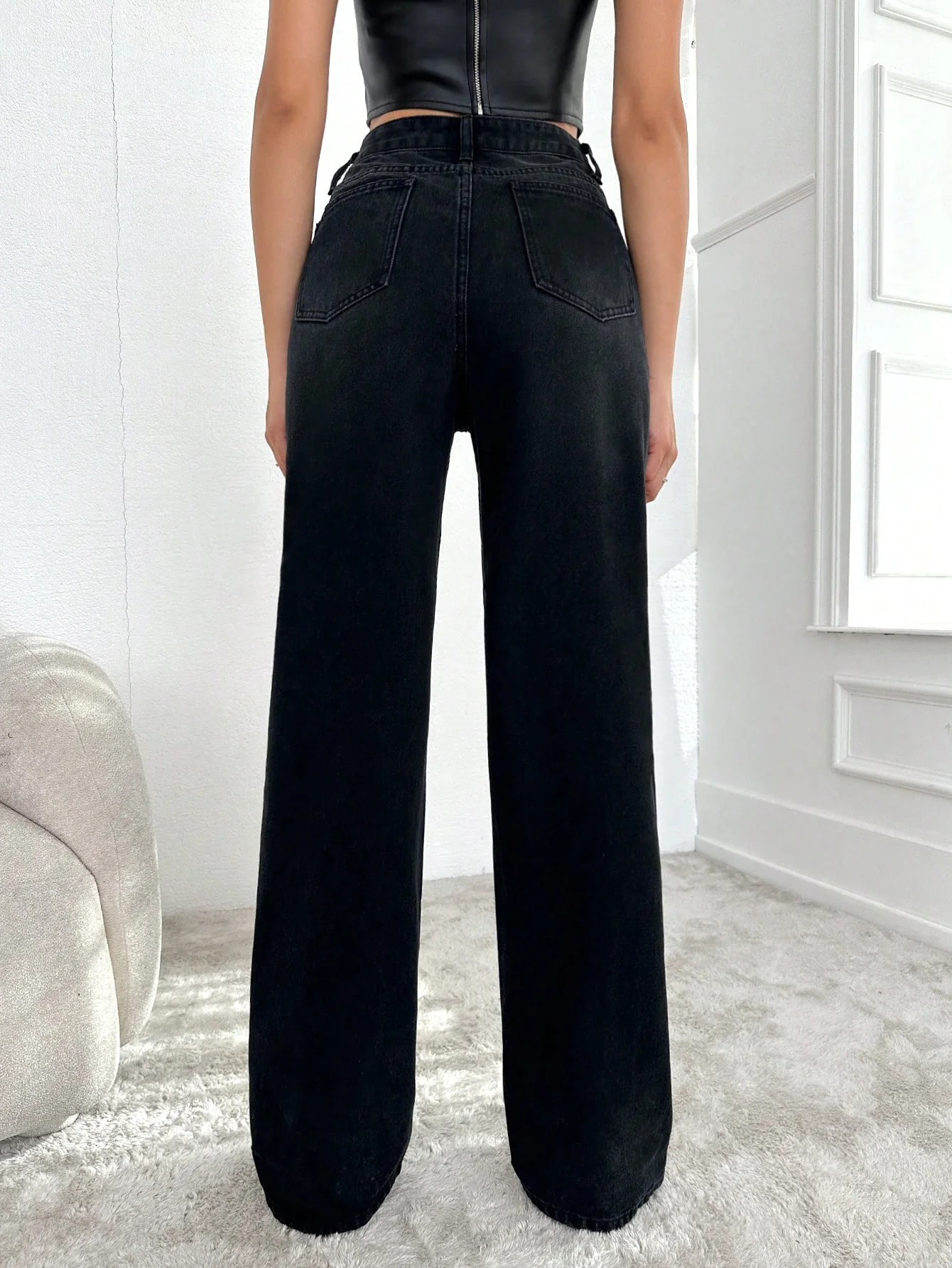 Blackish Super Rise Straight Leg Jeans - Image 2