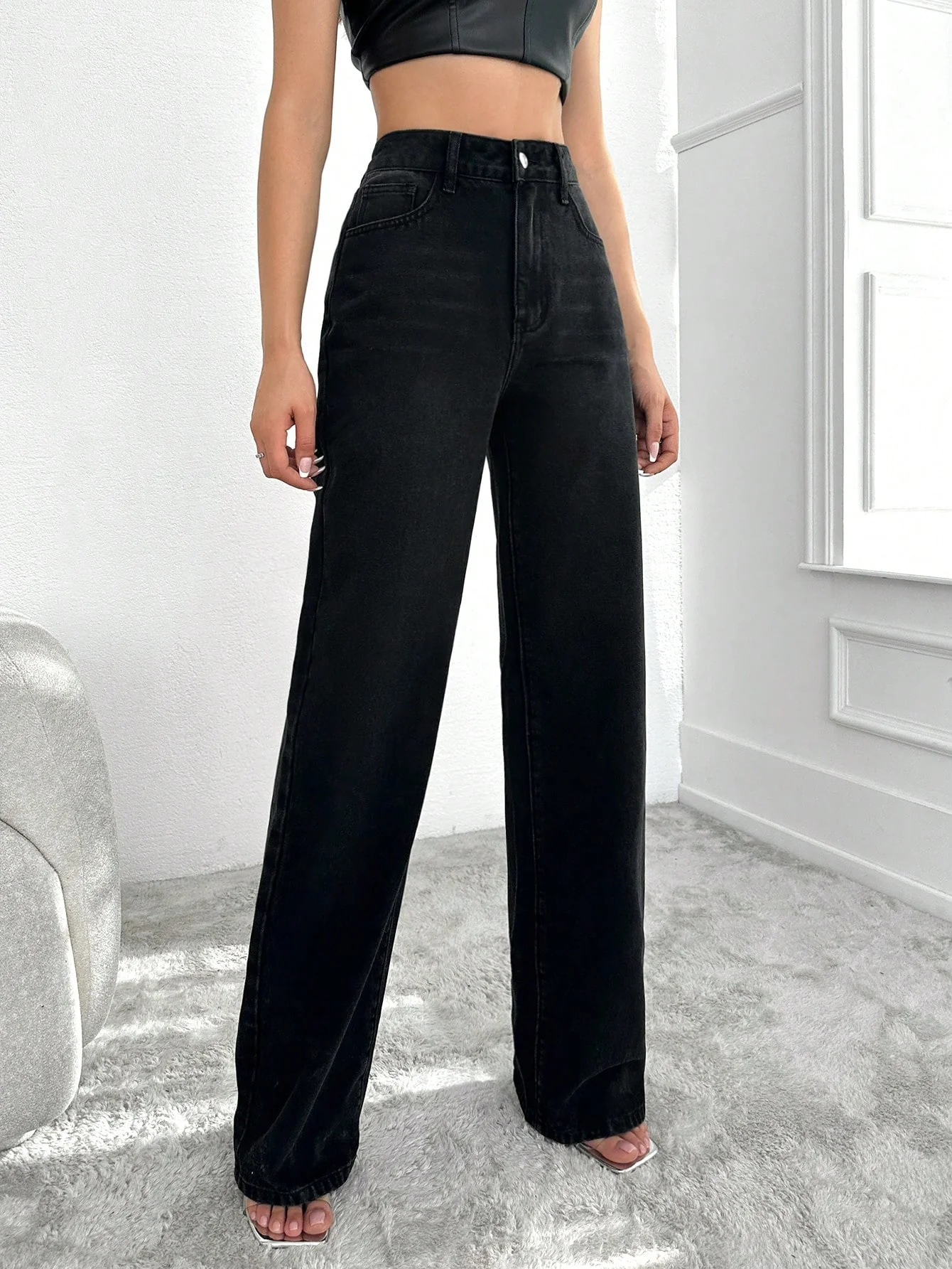 Blackish Super Rise Straight Leg Jeans - Image 3