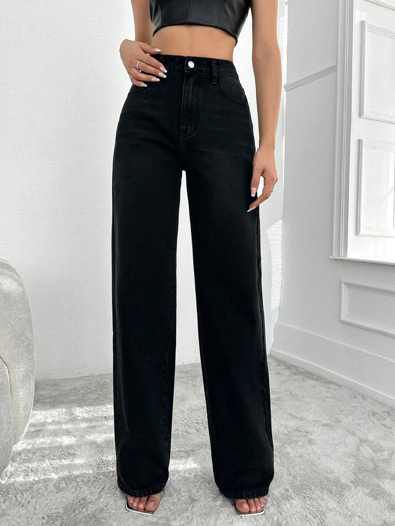 Blackish Super Rise Straight Leg Jeans - Image 6