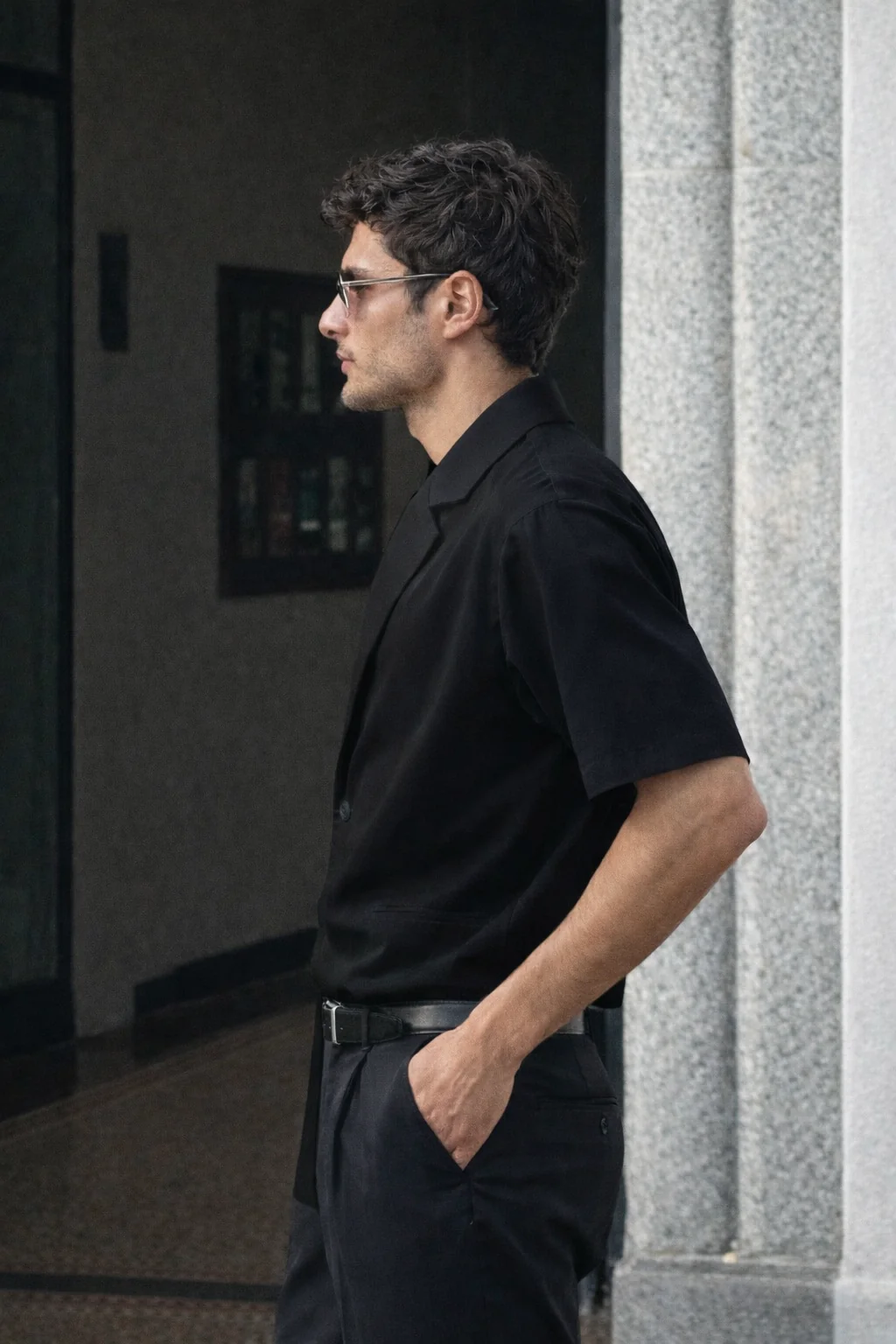 Blazer Vibe Slanted Placket Short Sleeve Shirt - Image 3