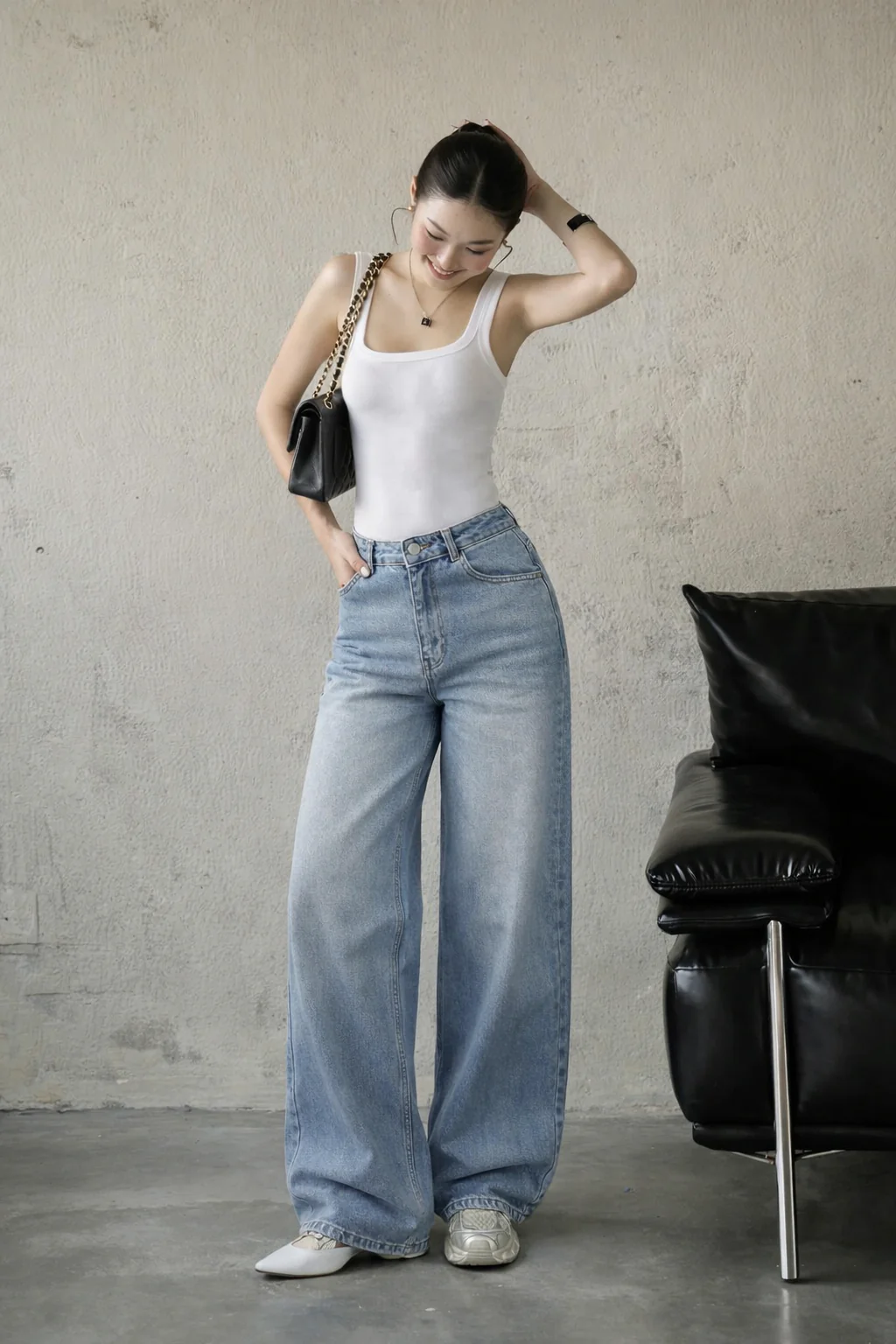 Bling Bleach Wide Leg Jeans - Image 3