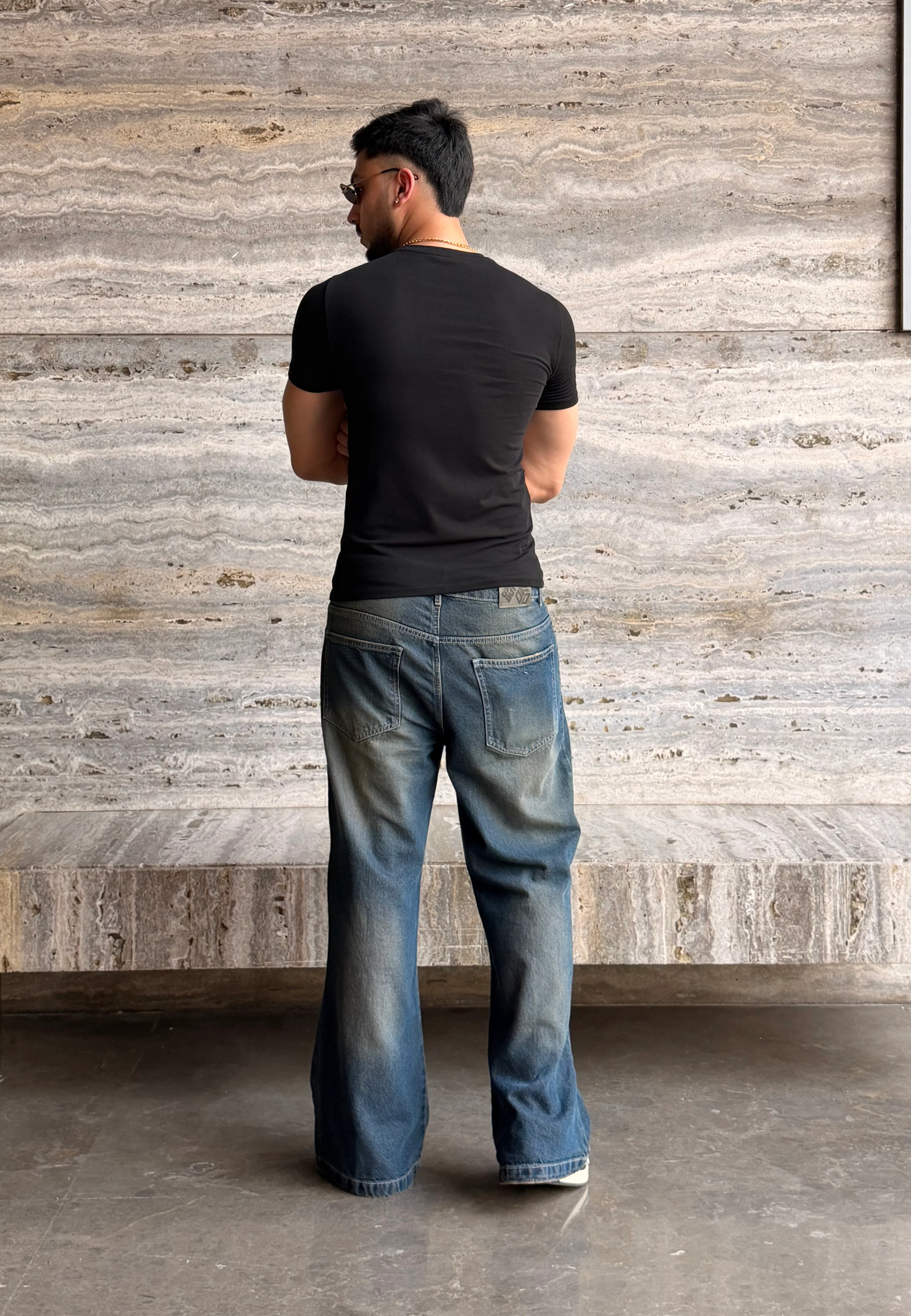 Blue Scar Straight A Line Jeans - Image 3