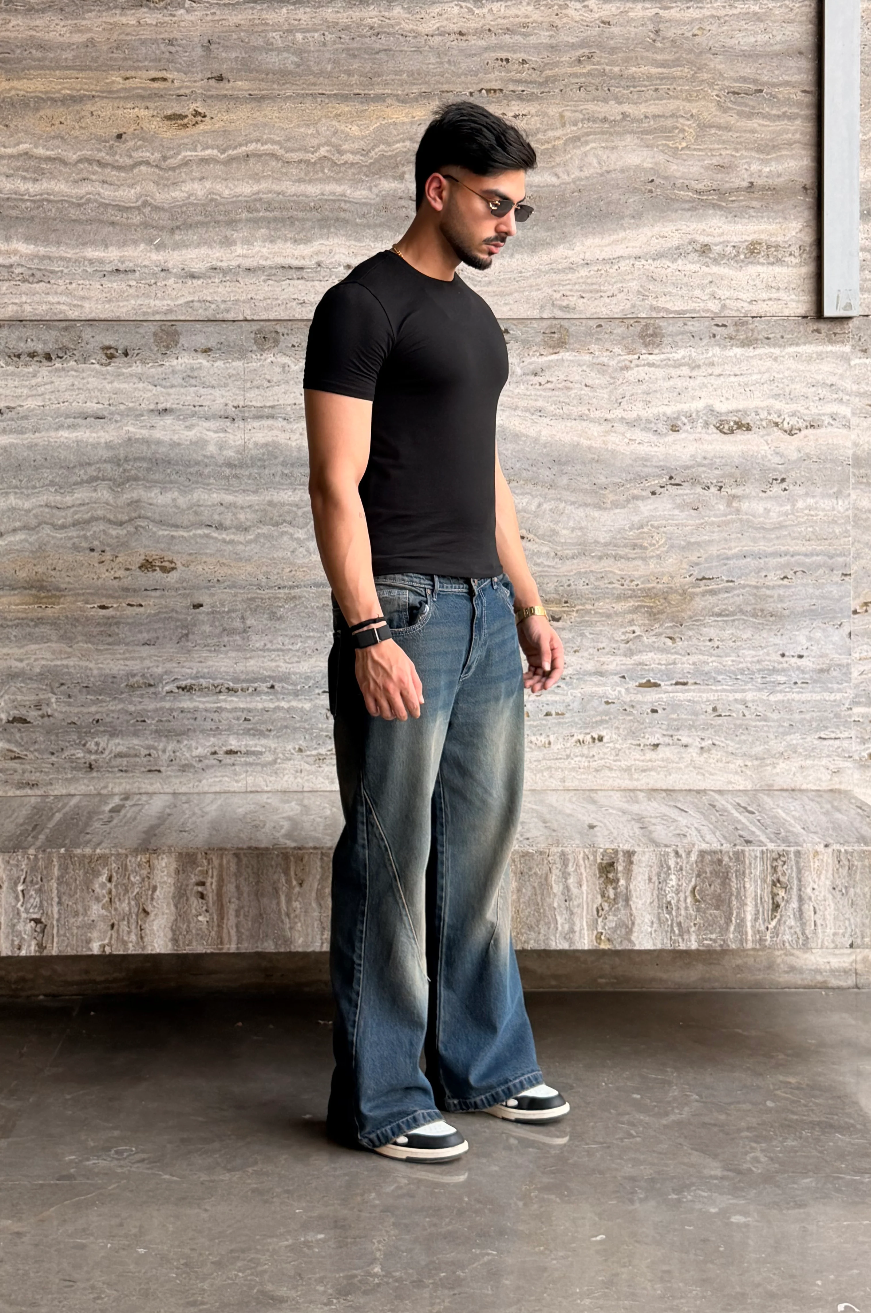 Blue Scar Straight A Line Jeans - Image 4