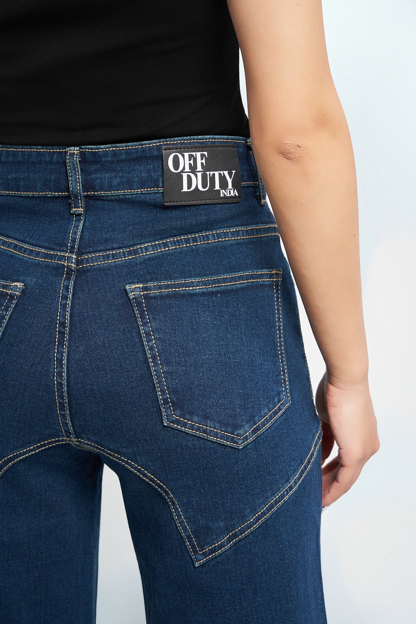 Blue Seam Detail Wide Leg Jeans - Image 6