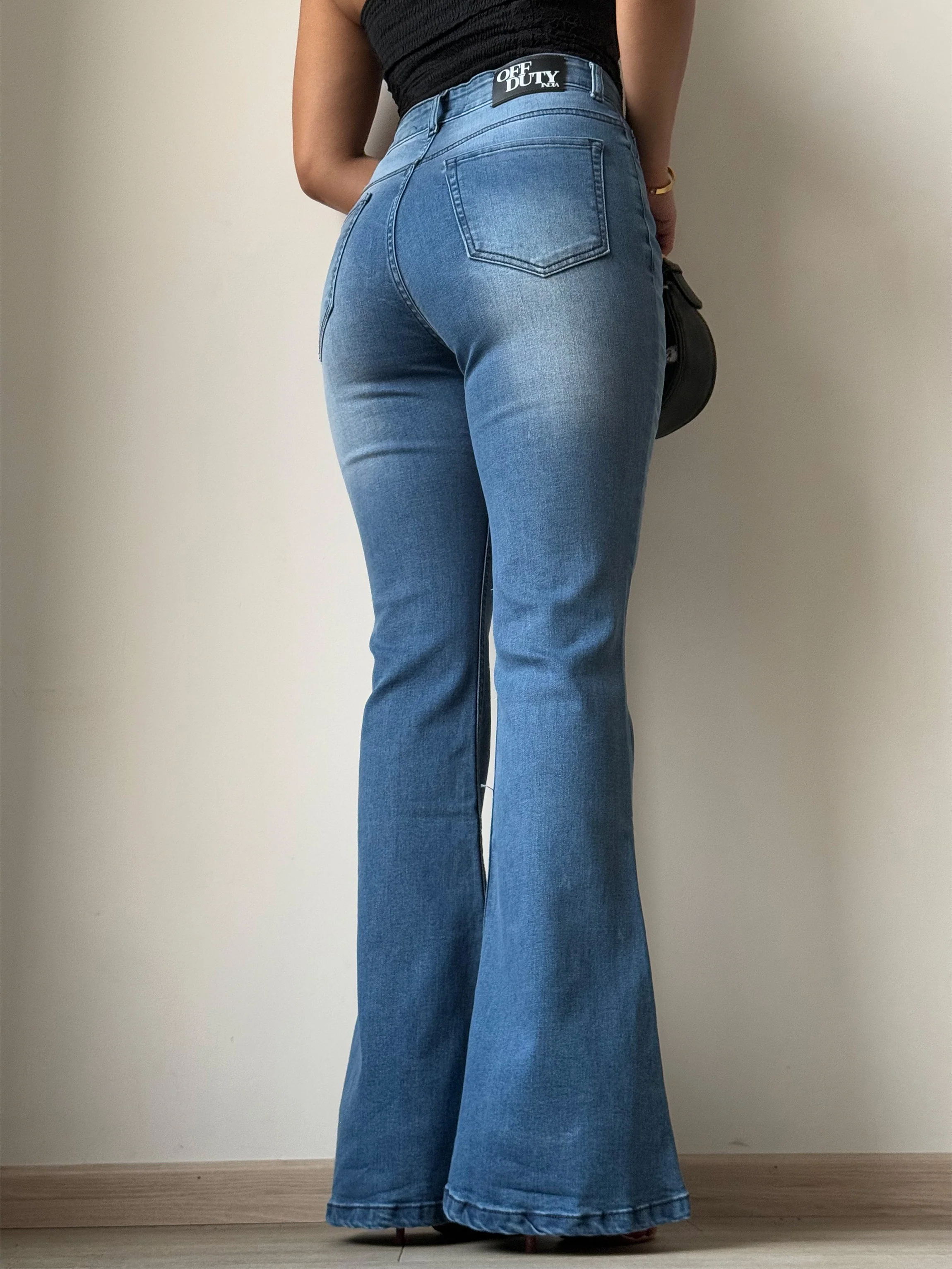 Blue Slim Fit Flared Bottom Jeans - Image 3