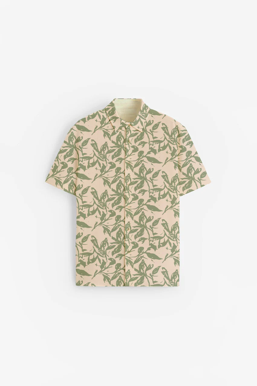 Boho Green print Short Sleeve Shirt - Image 3