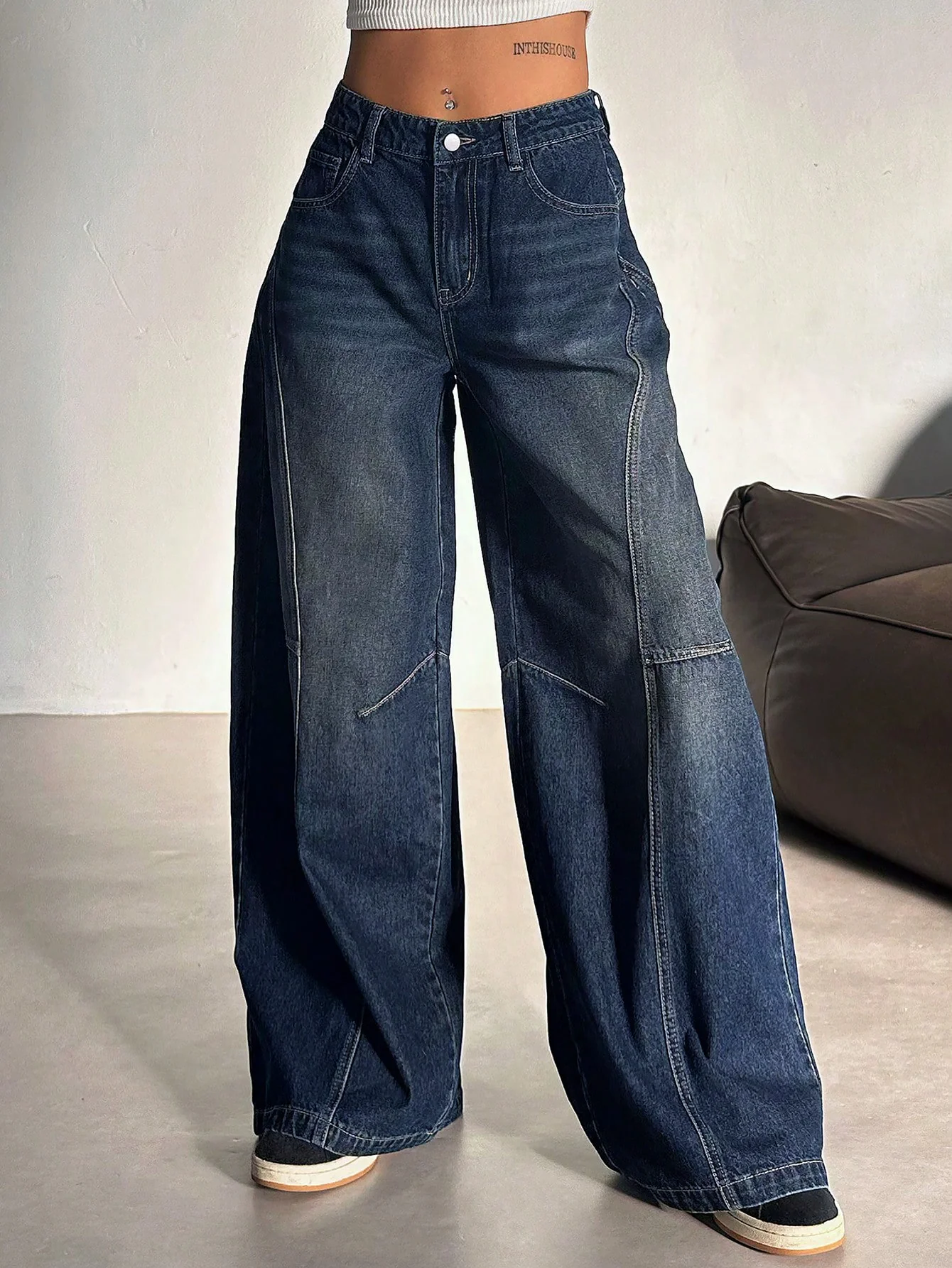 Bold Streak Pannel Wide Leg Jeans - Image 3