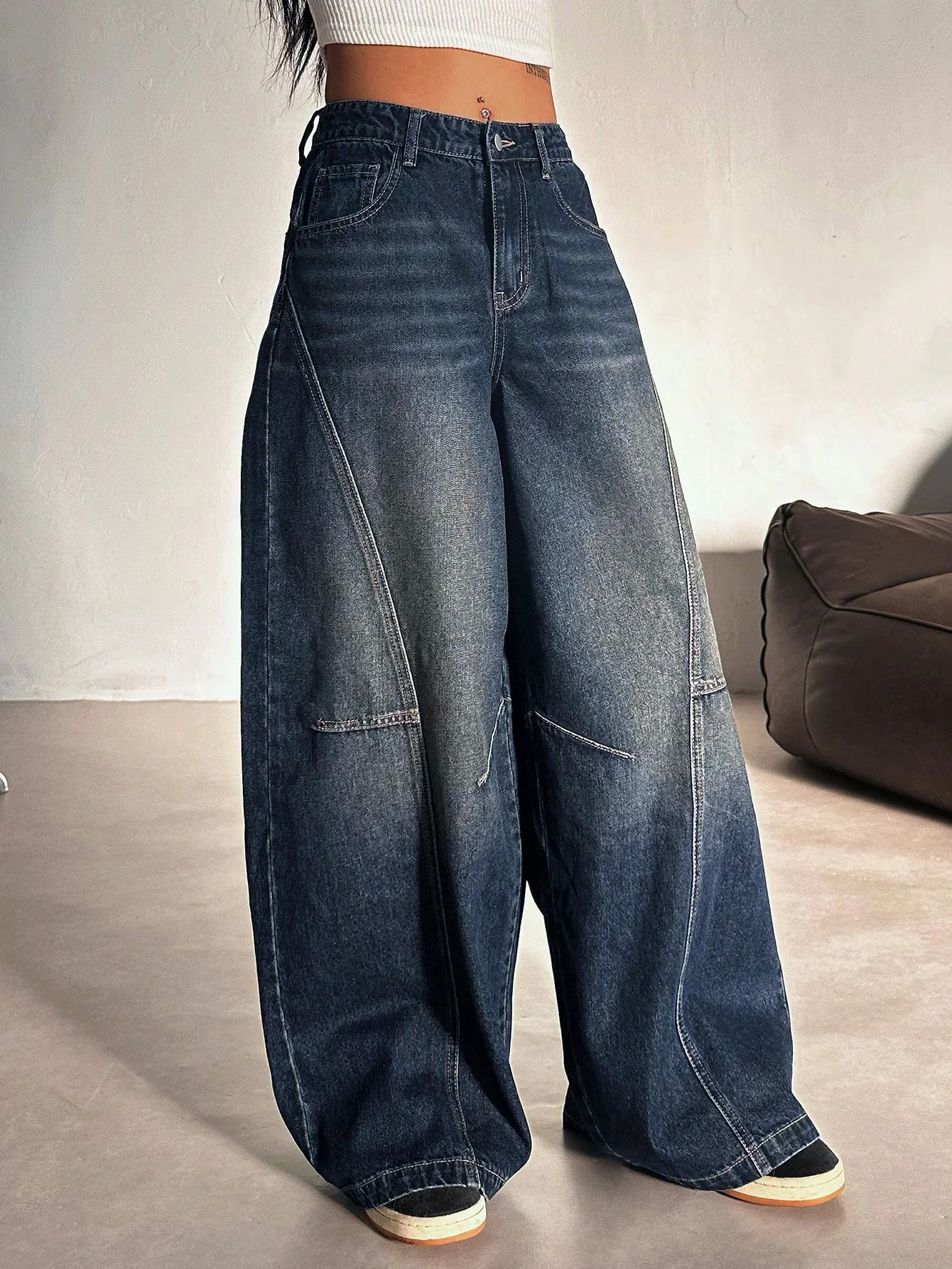 Bold Streak Pannel Wide Leg Jeans - Image 6