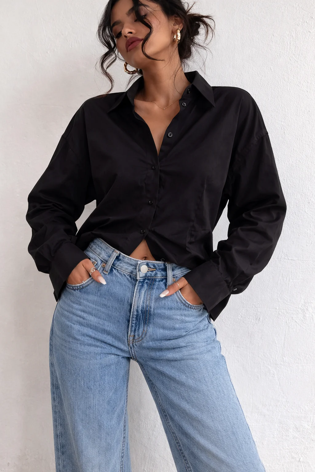 Boyfriend Oversized Tie Up Shirt - Image 2