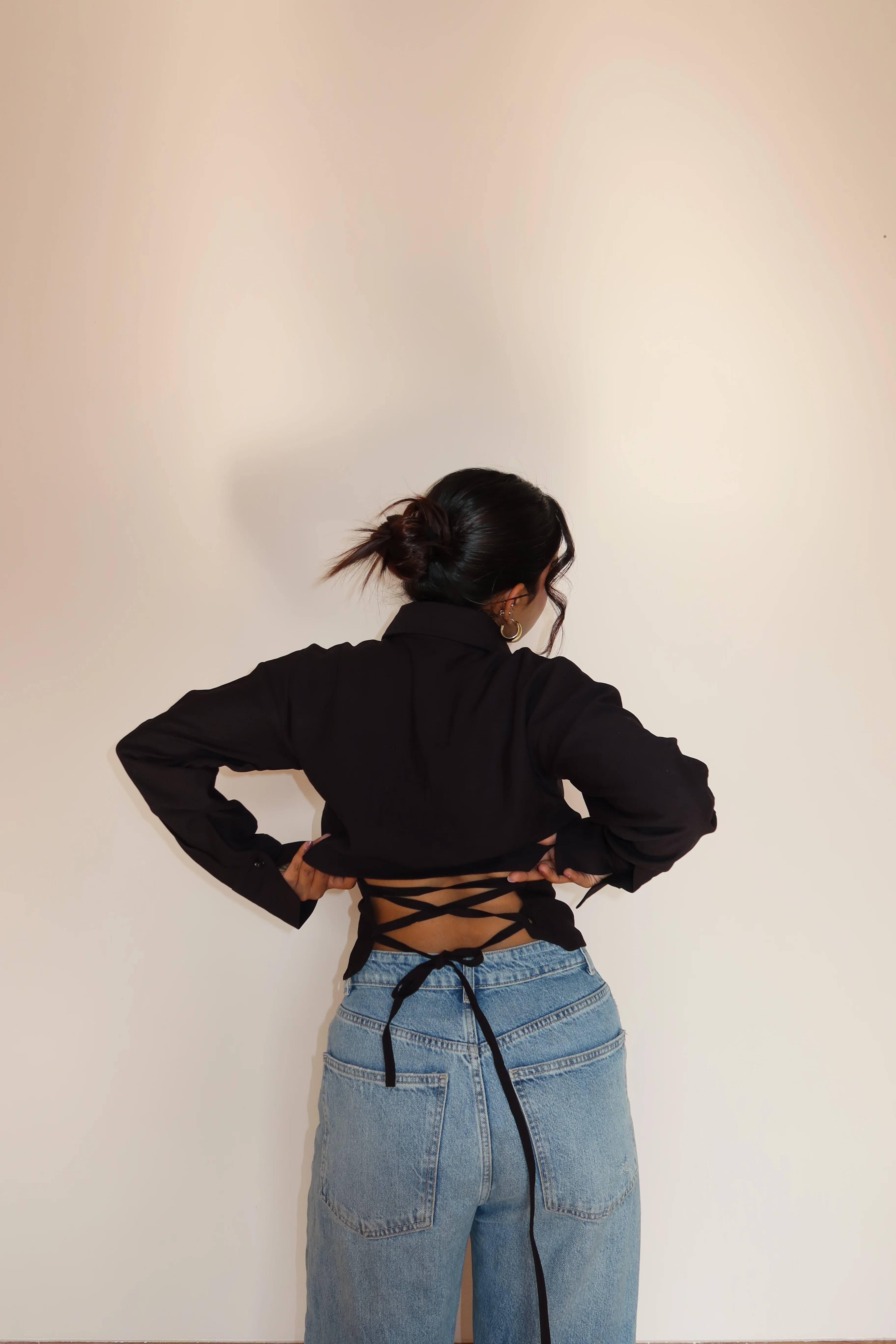 Boyfriend Oversized Tie Up Shirt - Image 5