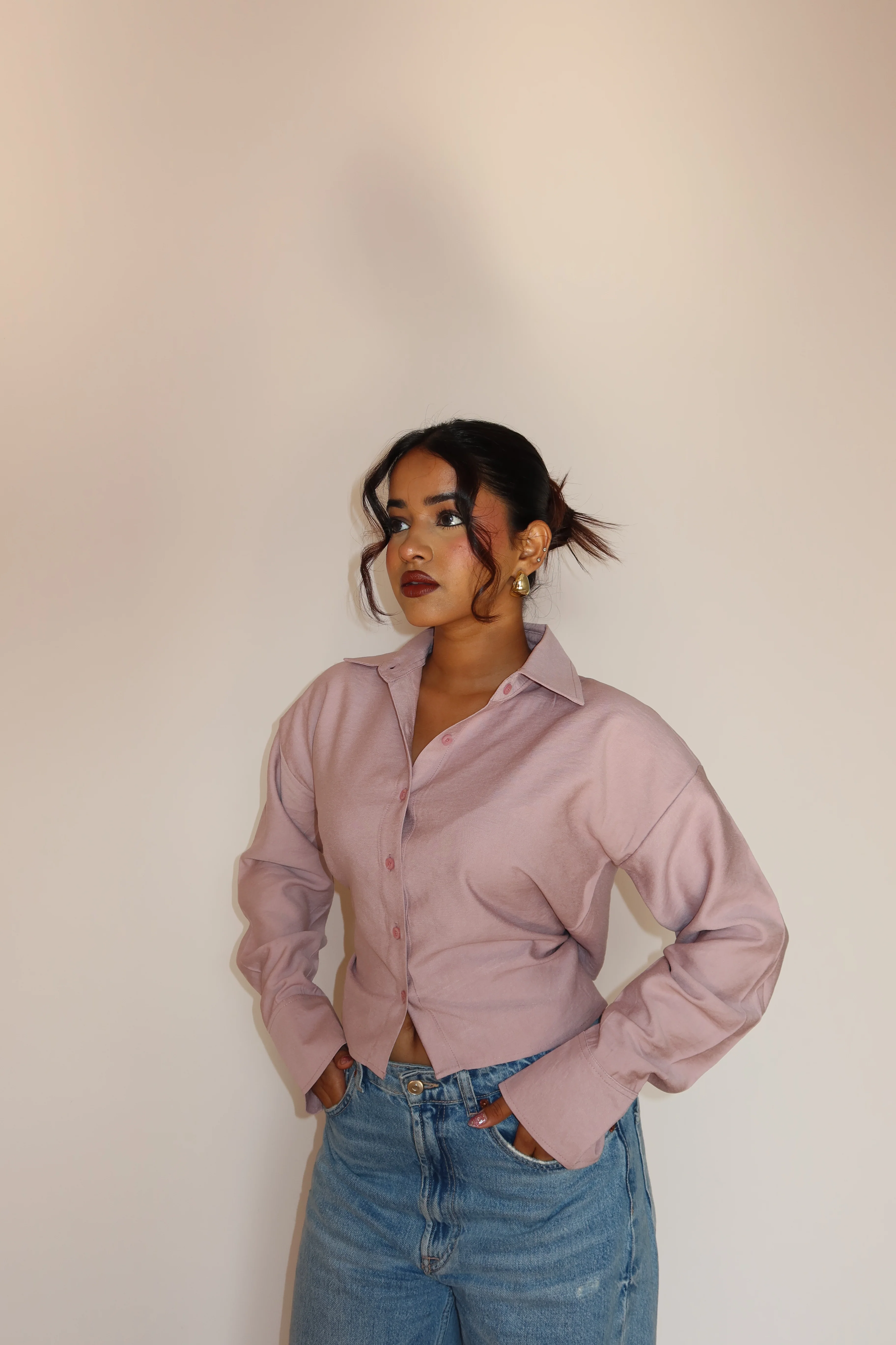 Boyfriend Oversized Tie Up Shirt - Image 8