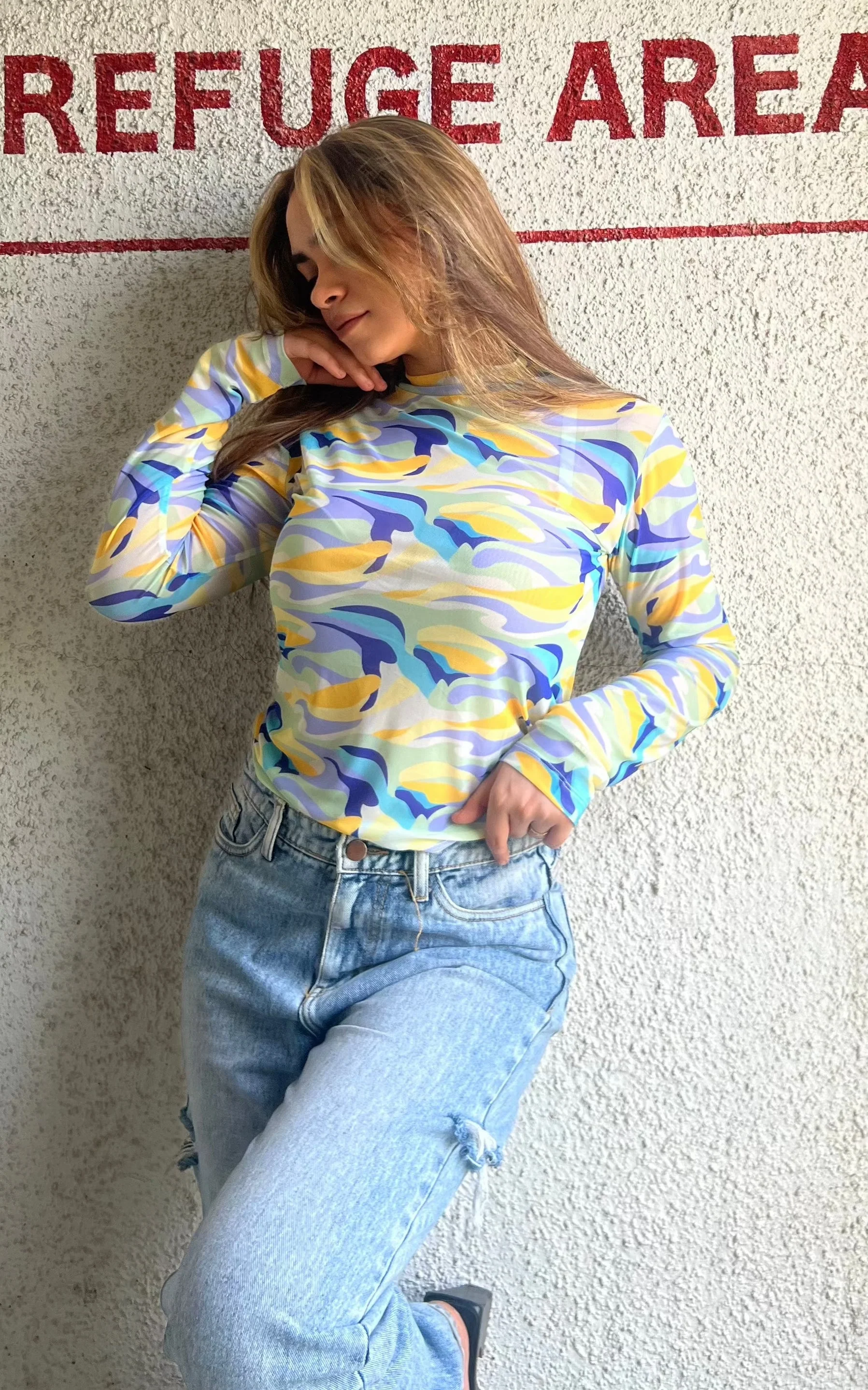 Bright Colorful Camouflage Mesh Top - Image 5