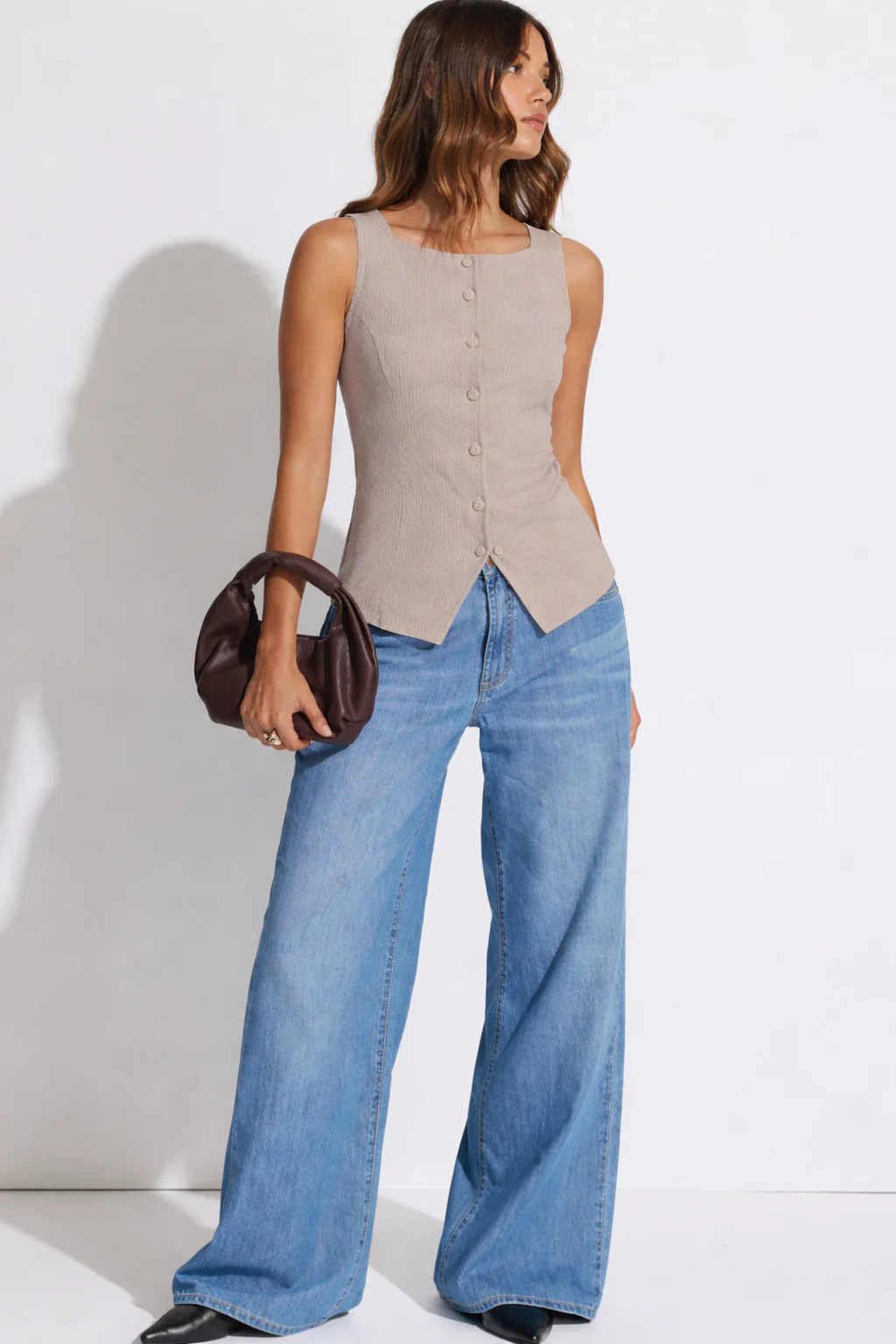 Camelia Button Details Vest Top - Image 4