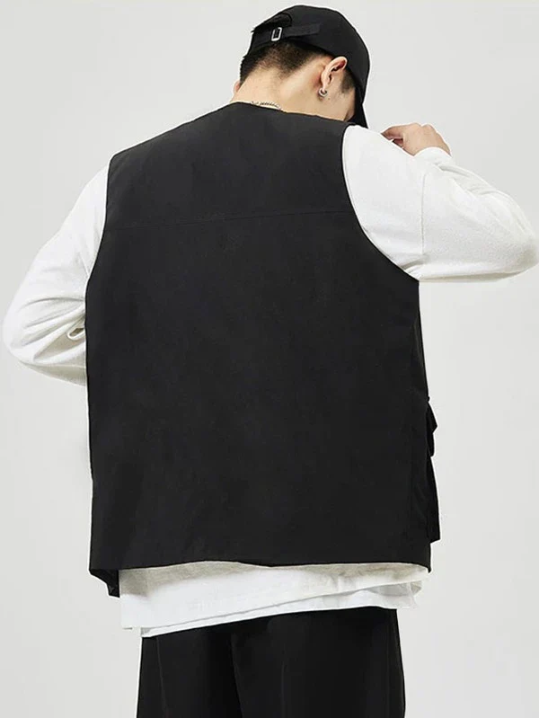 Cargo Flap Pocket Pockets Vest Jacket - Image 2