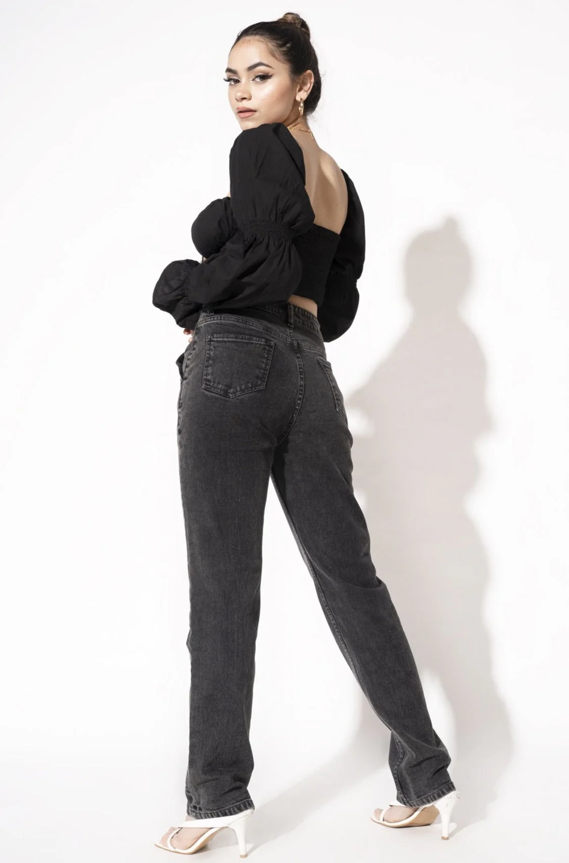 Charcoal Double Belt Straight Fit Jeans - Image 2