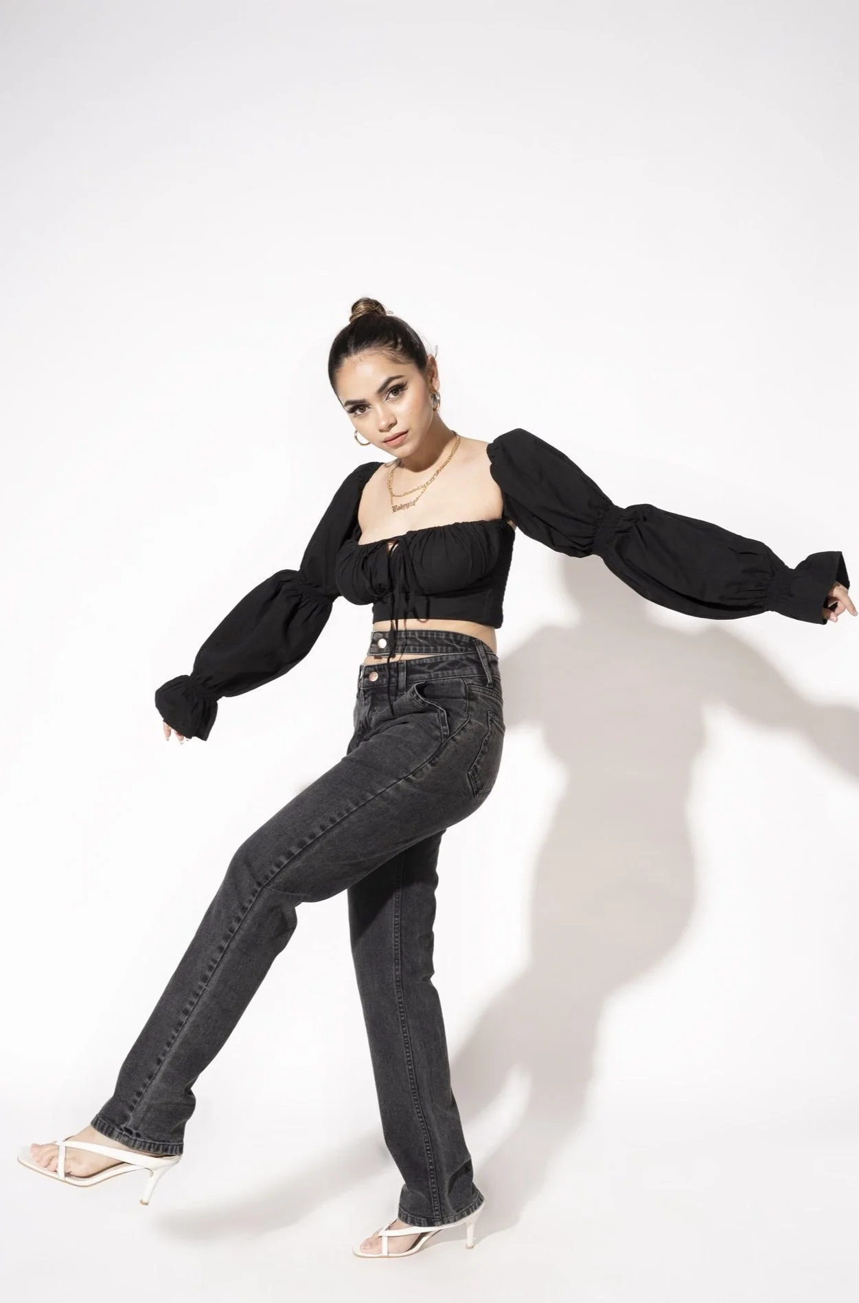 Charcoal Double Belt Straight Fit Jeans - Image 4