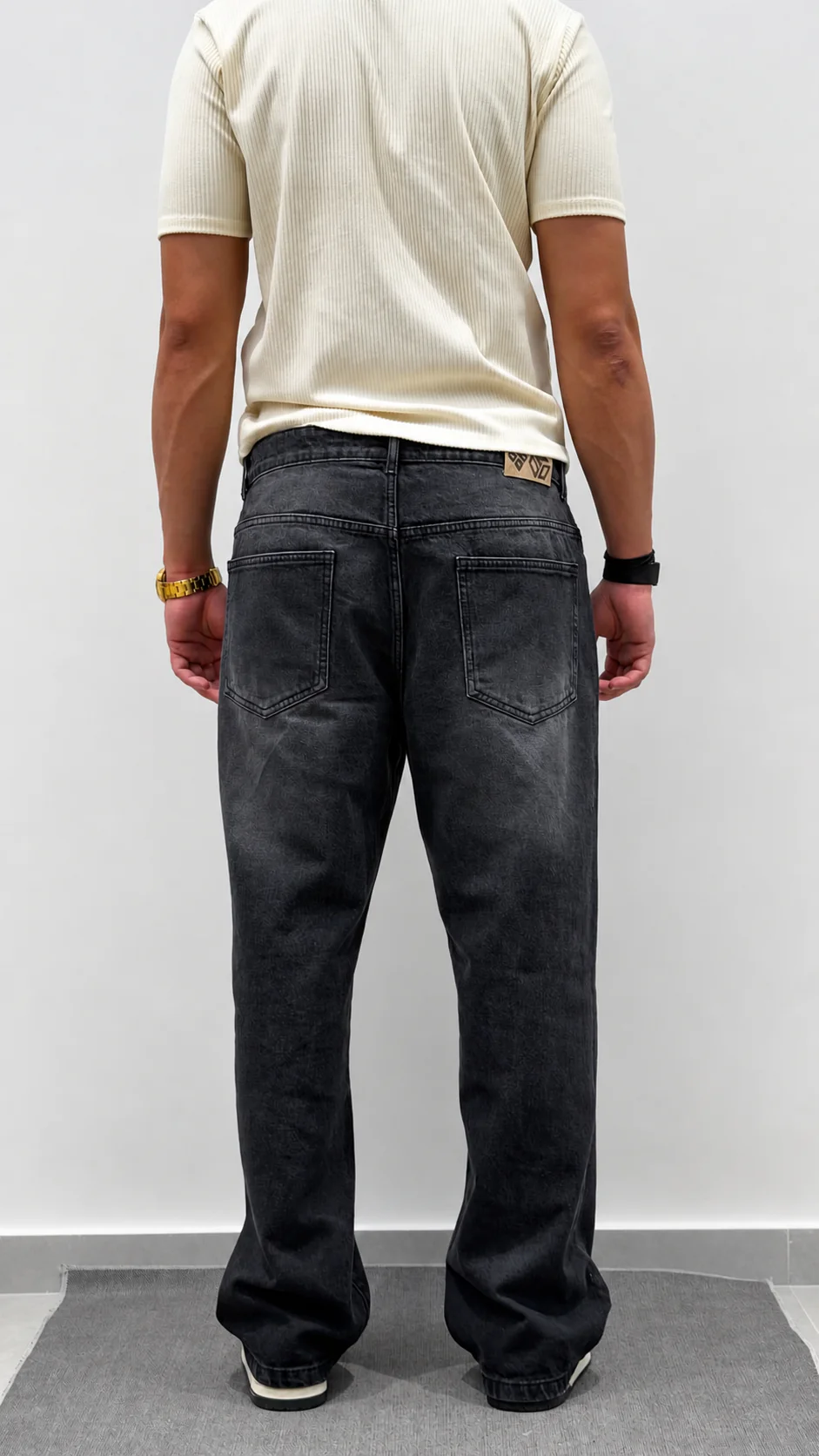 Charcoal Raw Wash Baggy Fit Jeans - Image 4