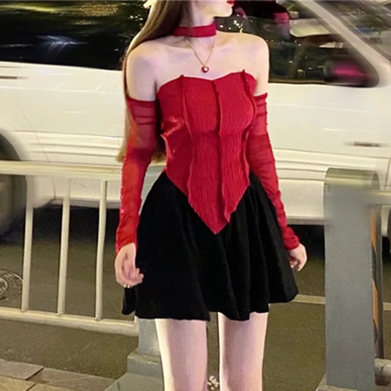 Chic Halter Neck Detachable Sleeves Top - Image 13