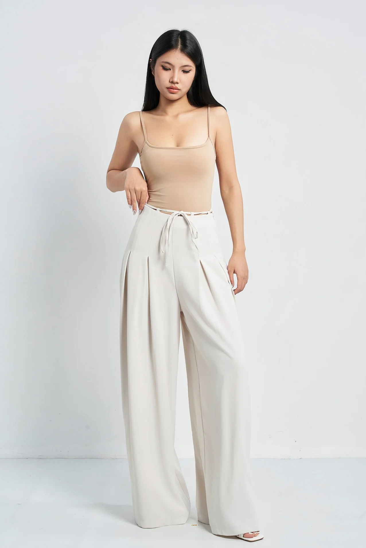Cinched Drawstring Wide Leg Pants - Image 2