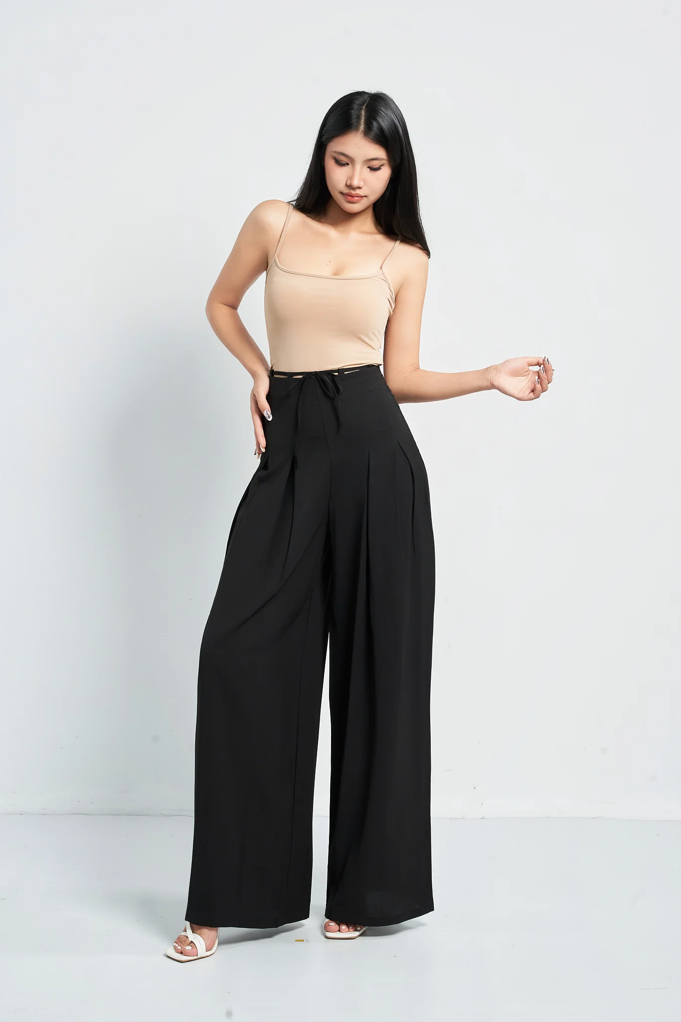 Cinched Drawstring Wide Leg Pants - Image 26