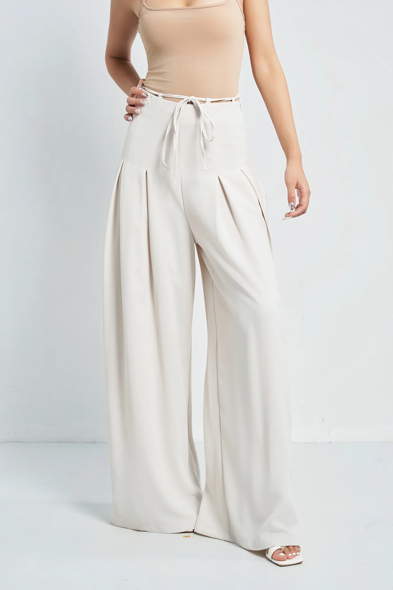 Cinched Drawstring Wide Leg Pants - Image 5