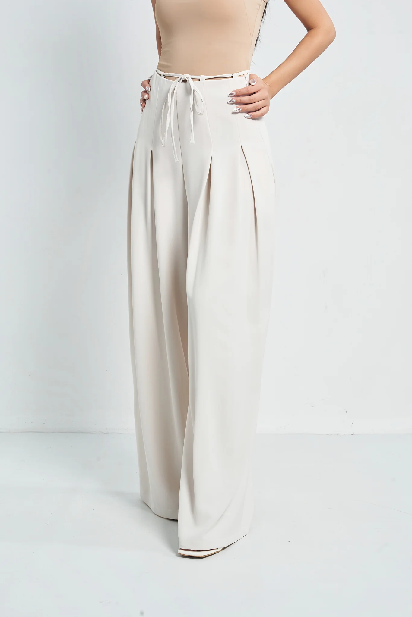 Cinched Drawstring Wide Leg Pants - Image 6