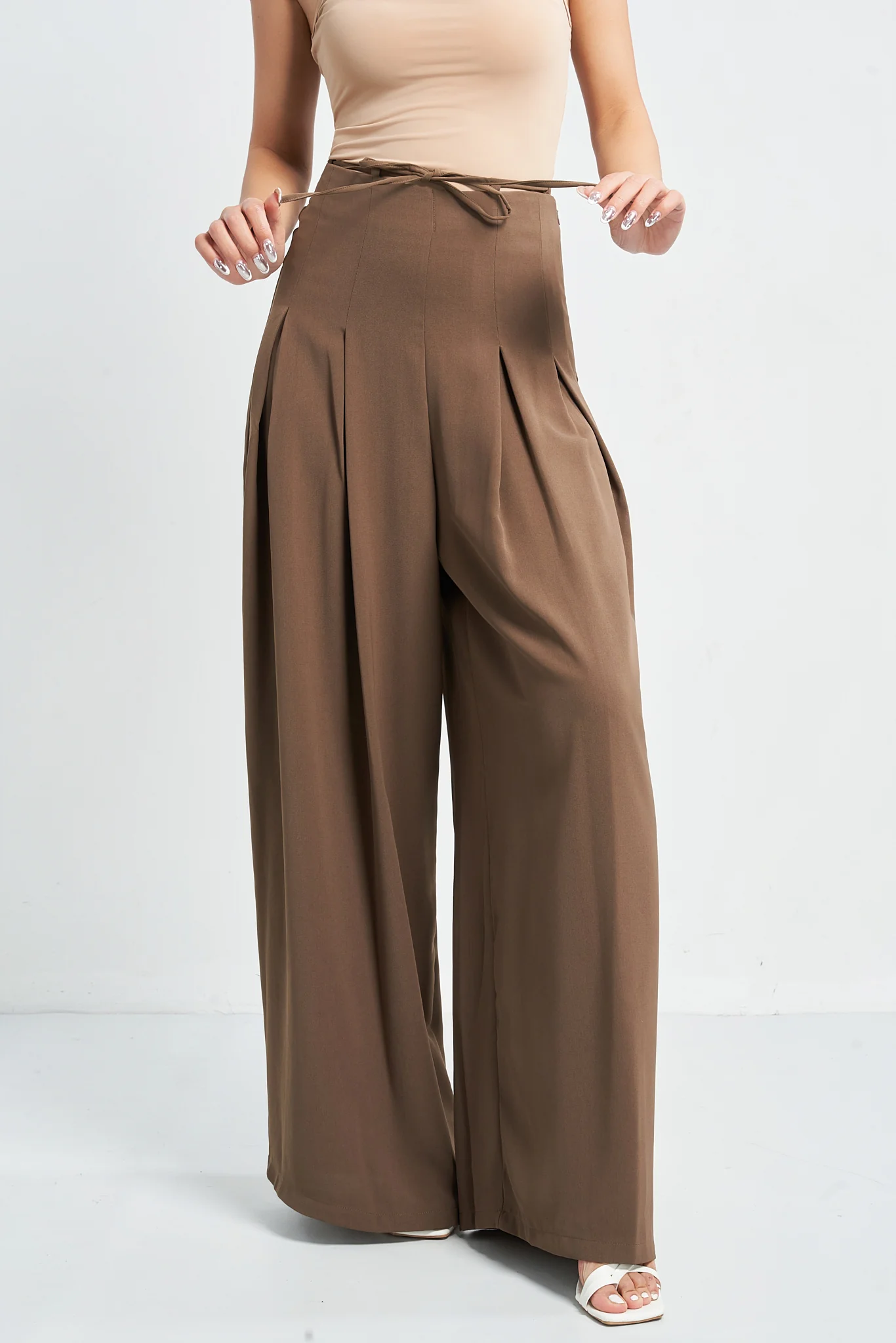Cinched Drawstring Wide Leg Pants - Image 7