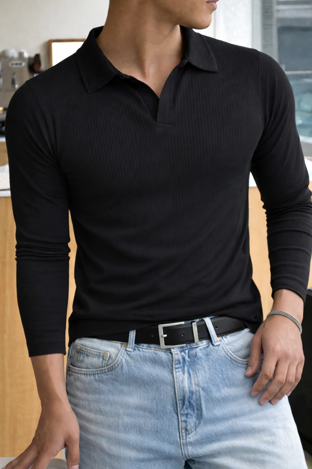 Classic Ribbed Full-Sleeve Polo - Image 6