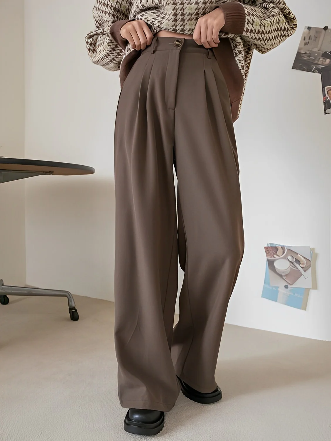 Coco Brown Korean Relaxed Pants - Image 2