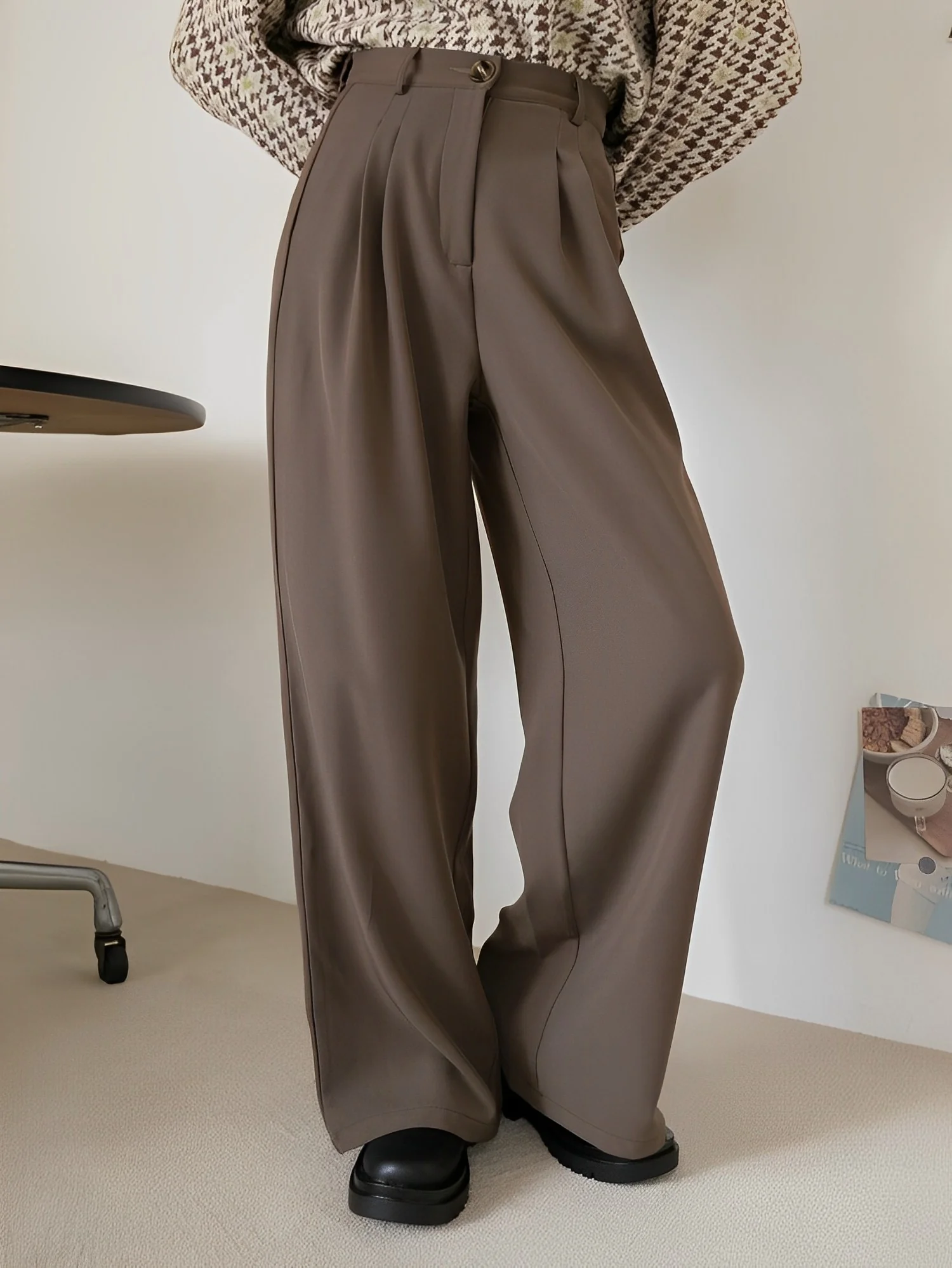Coco Brown Korean Relaxed Pants - Image 4
