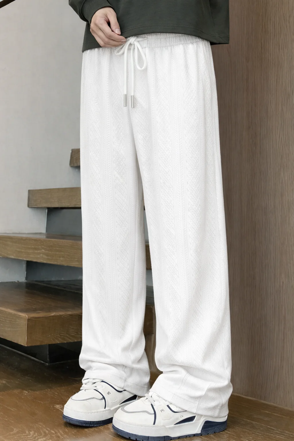 Contemporary Cable Knit Loose Joggers - Image 7