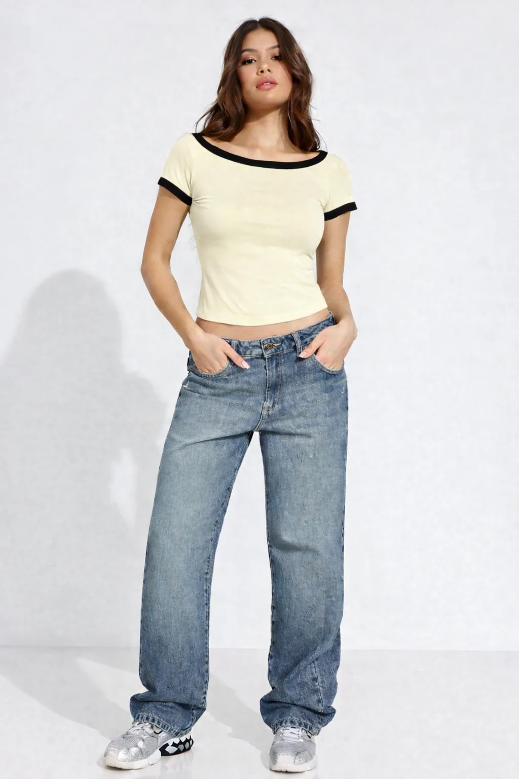 Contrast Soft Touch Scoop Neck Tee - Image 11