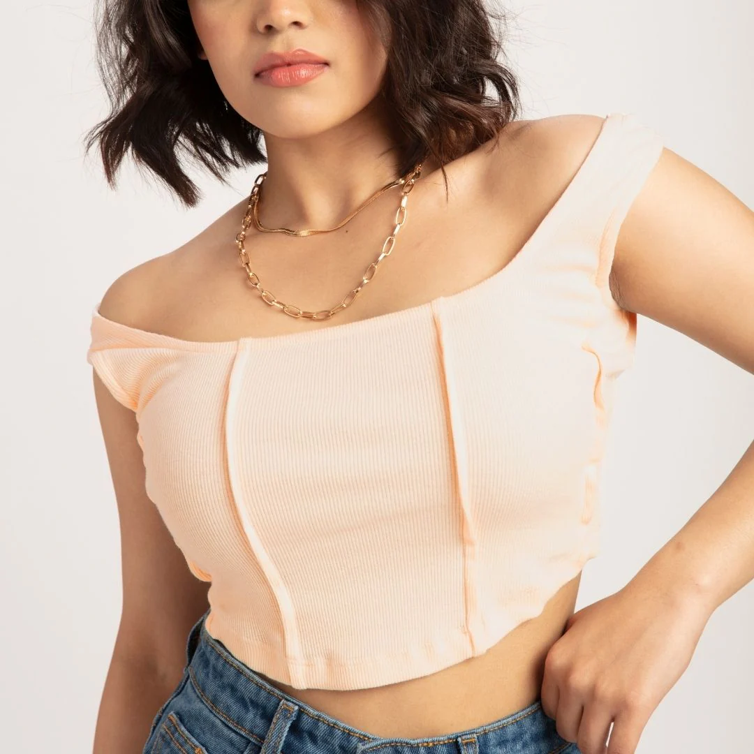 Corset Tank Top In Peach - Image 2